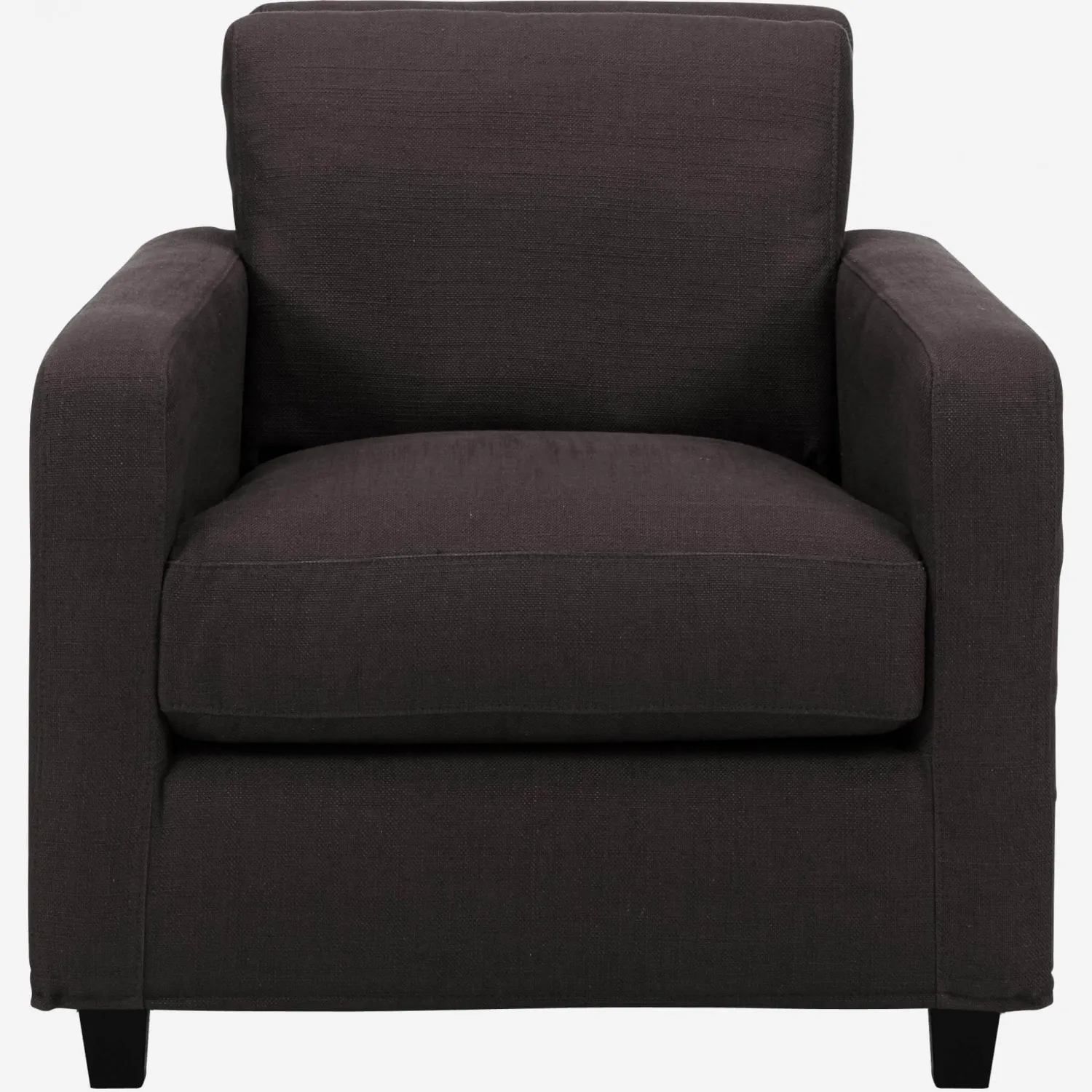 Fauteuil en tissu italien - Marron - Pieds noirs