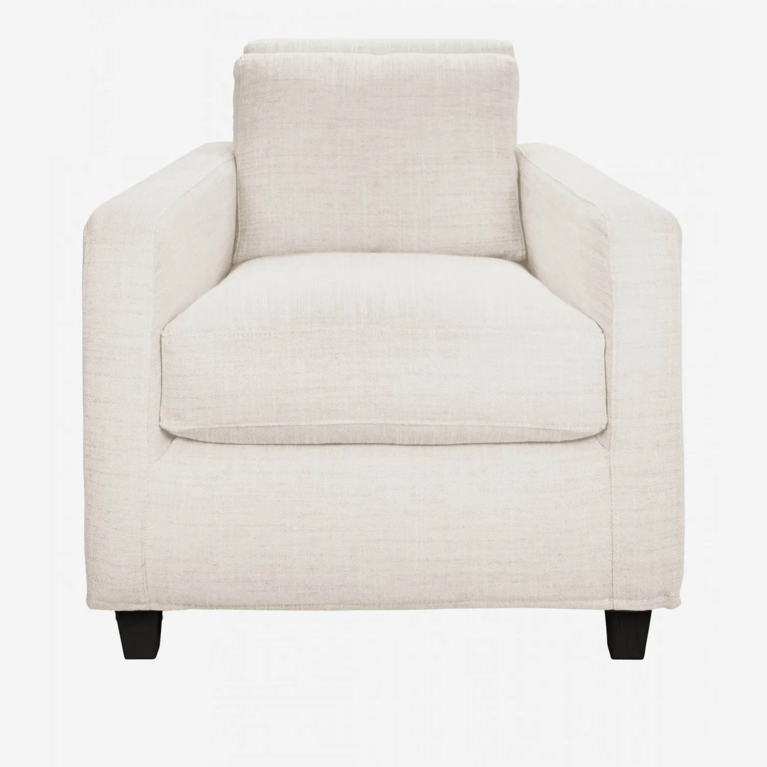 Fauteuil en tissu italien - Beige - Pieds noirs