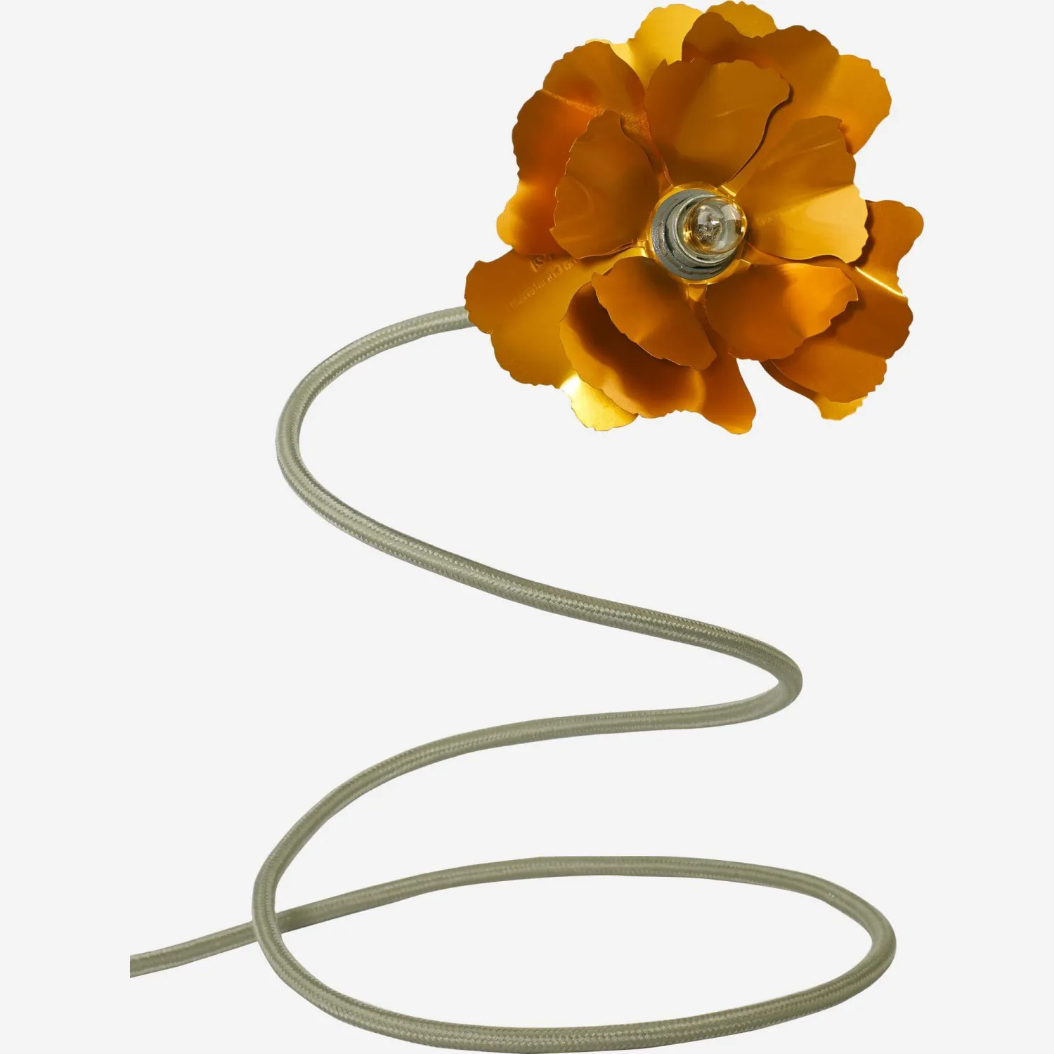 Fleur lumineuse en métal doré, diamètre 10cm