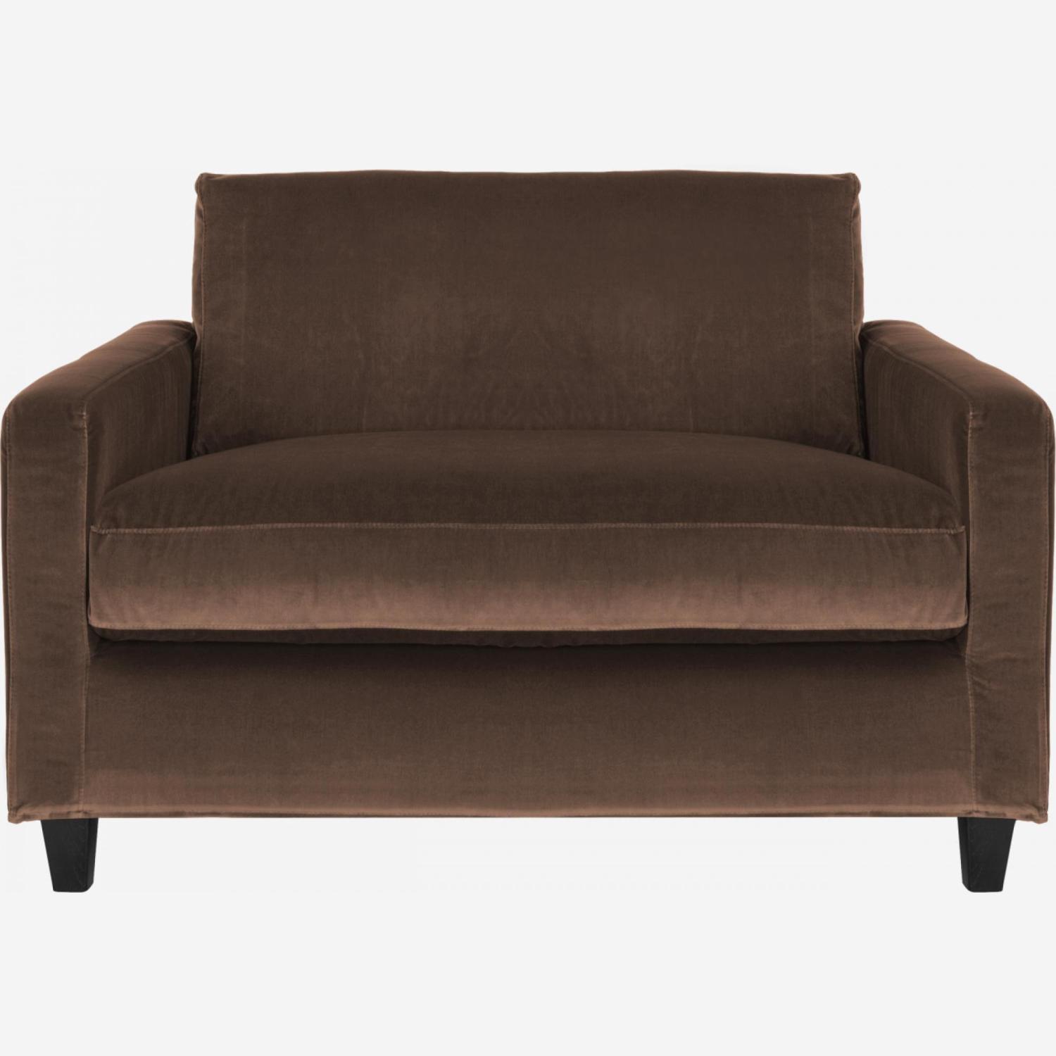 Canapé compact en velours - Taupe - Pieds noirs
