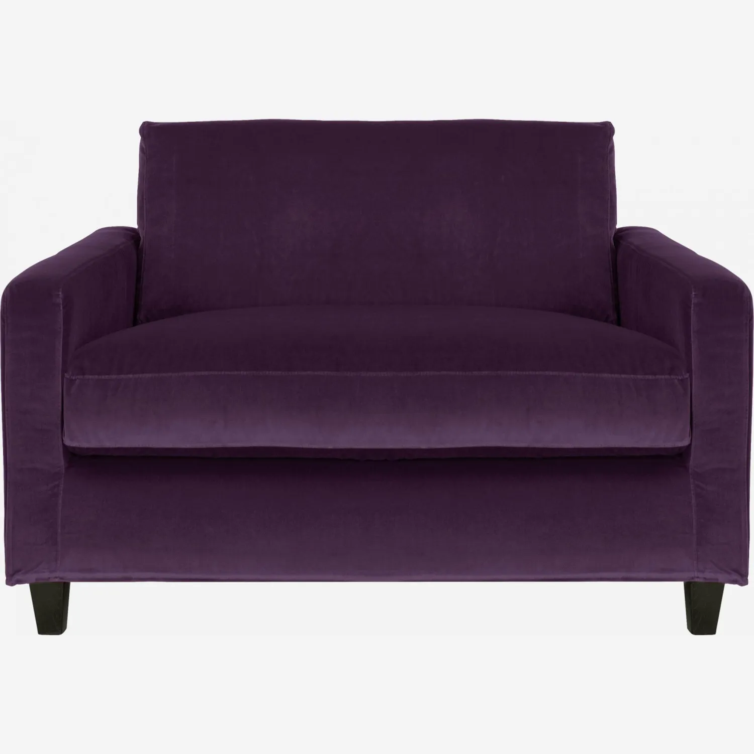 Canapé compact en velours - Violet - Pieds noirs