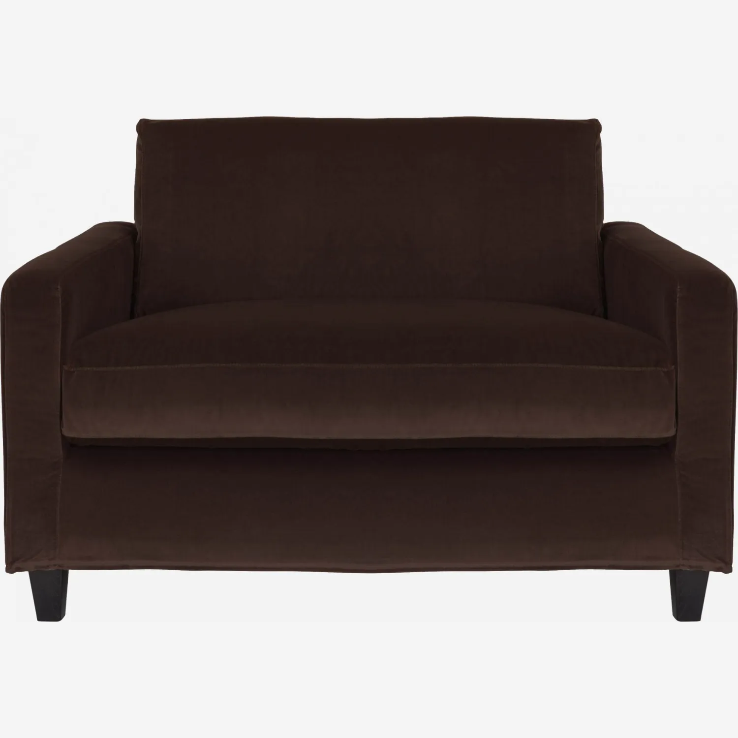 Canapé compact en velours - Marron - Pieds noirs