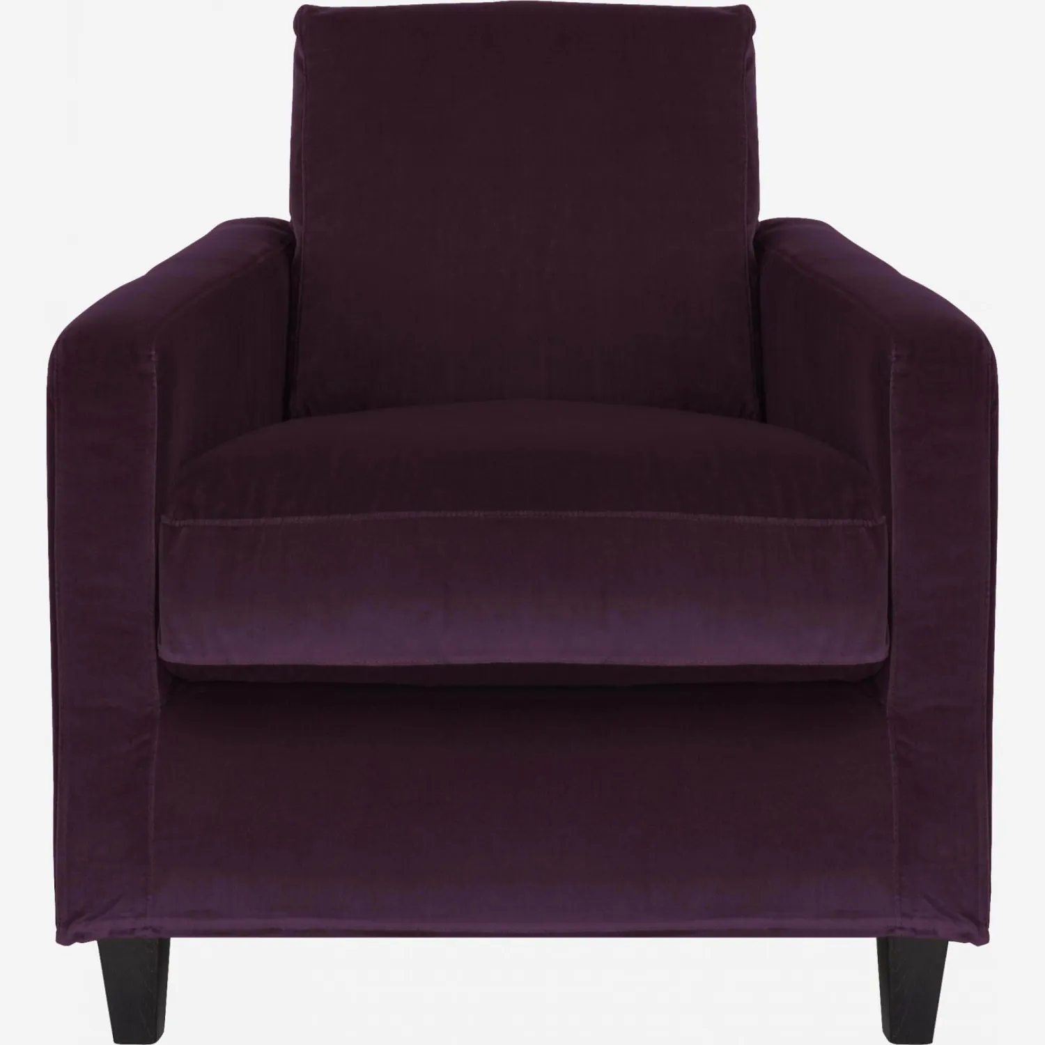 Sessel aus Samt - Violett - Schwarze Füße