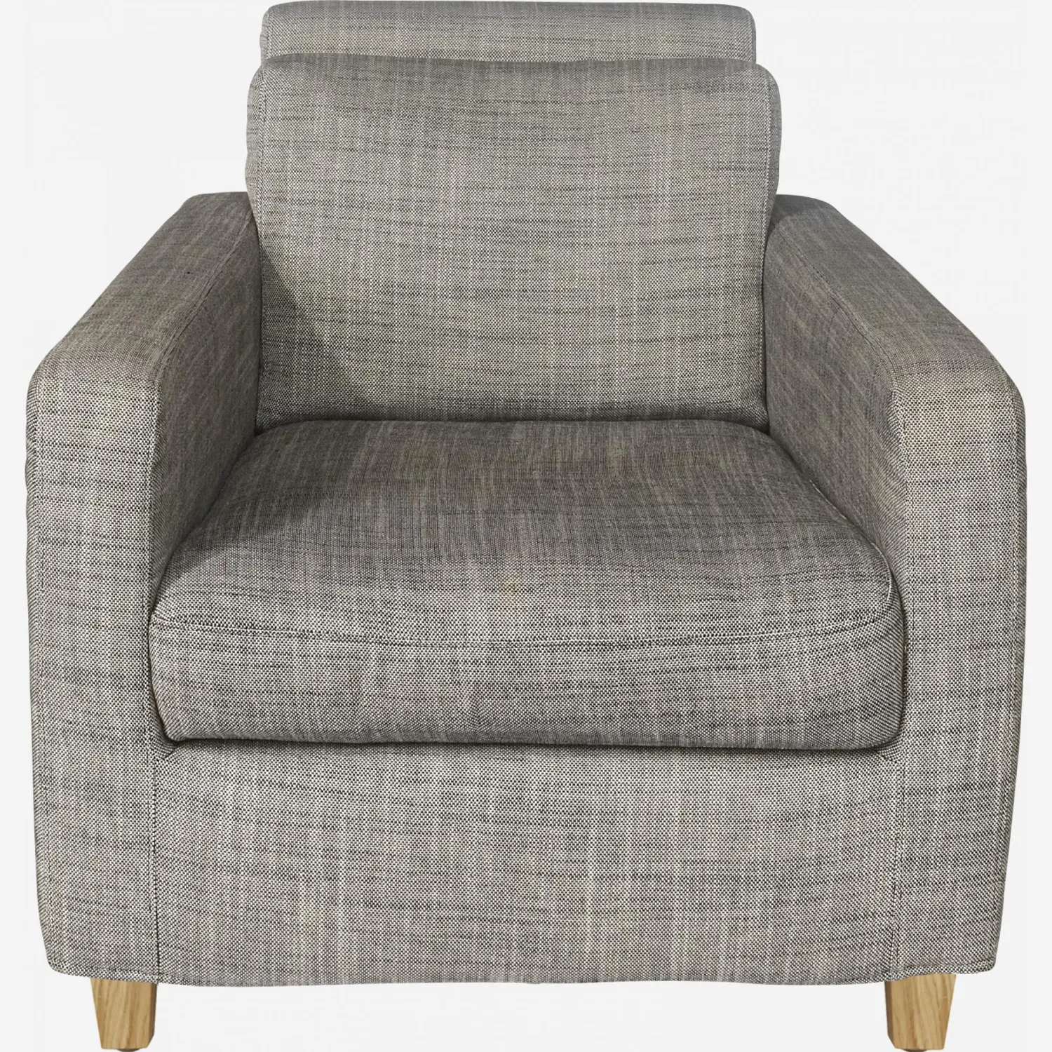 Fauteuil en tissu italien - Gris perle - Pieds chêne