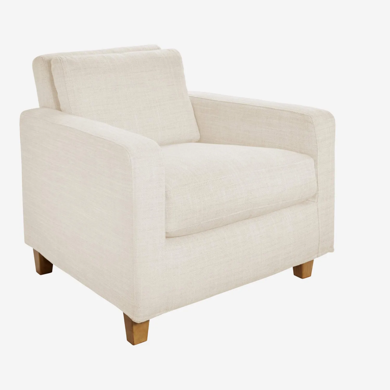 Fauteuil en tissu italien - Beige - Pieds chêne