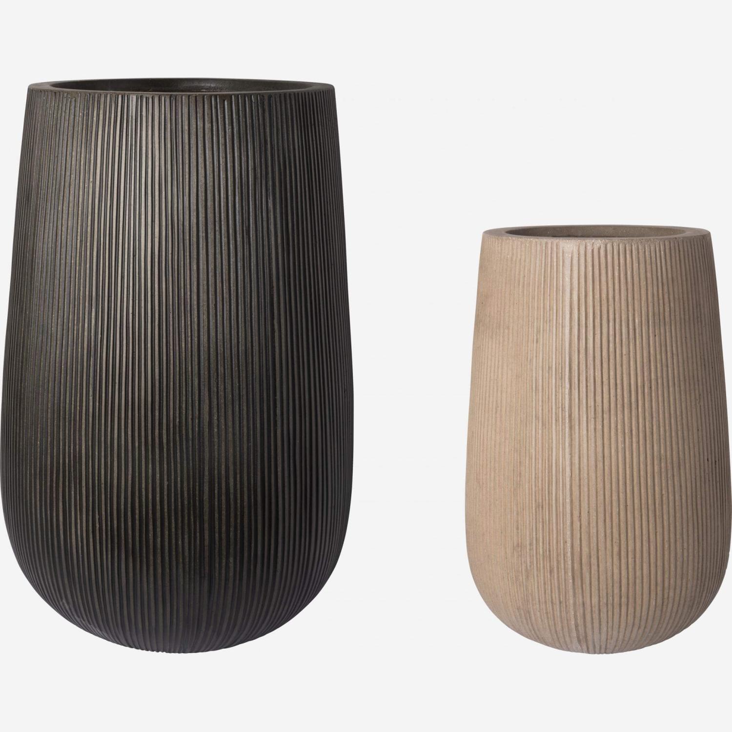 Lot de 2 pots en ficonstone – Gris et marron