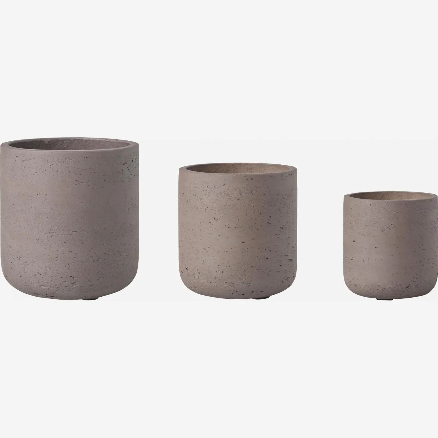 Lot de 3 cache-pots en ciment - Marron