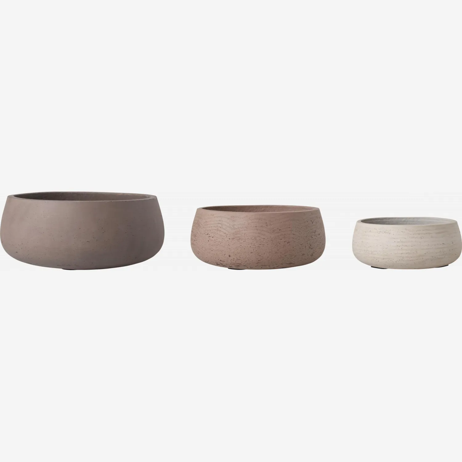 Set di 3 vasi decorativi in cemento - Marrone