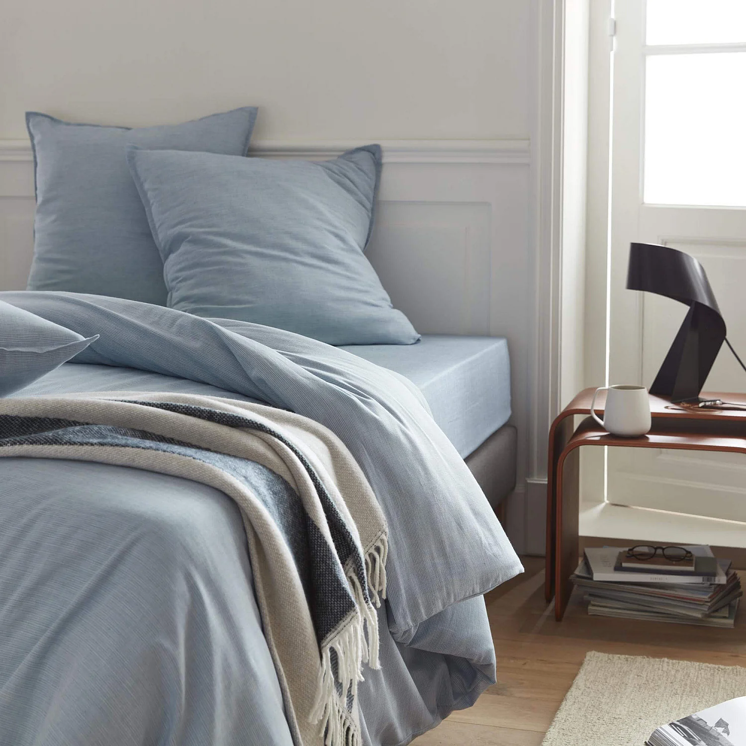 Housse de couette en coton - 220 x 240 cm - Bleu clair - 2