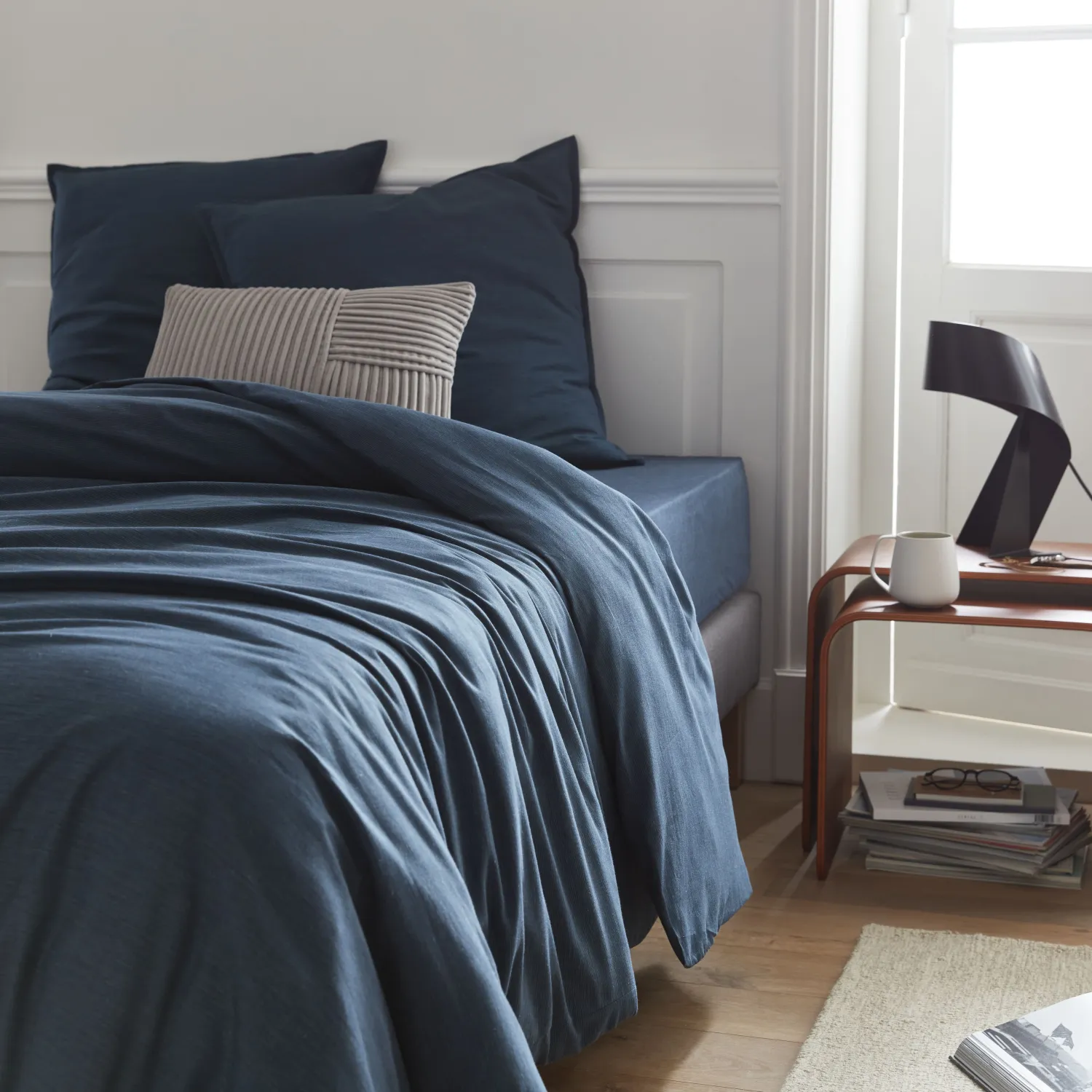 Taie d'oreiller en coton - 65 x 65 cm - Bleu nuit
