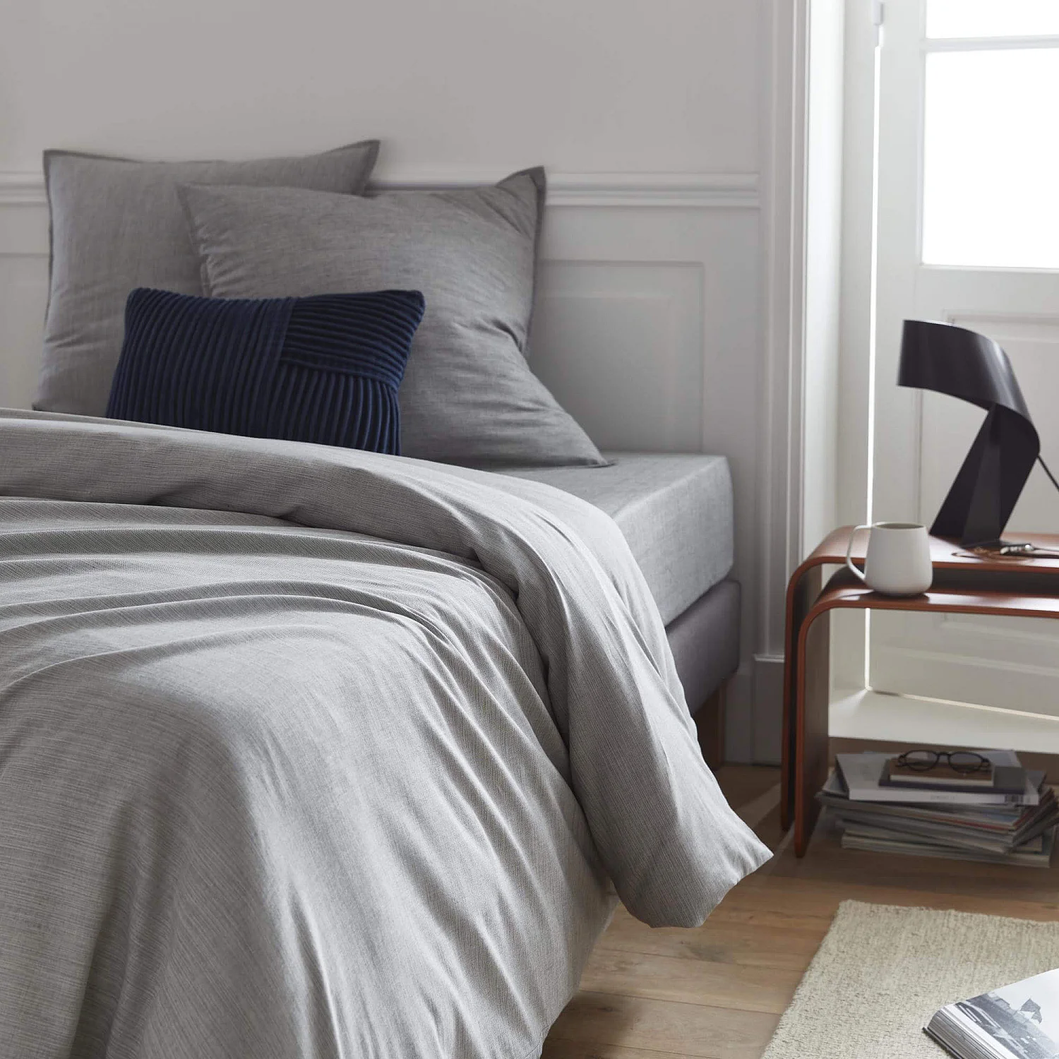 Housse de couette en coton - 220 x 240 cm - Gris - 1