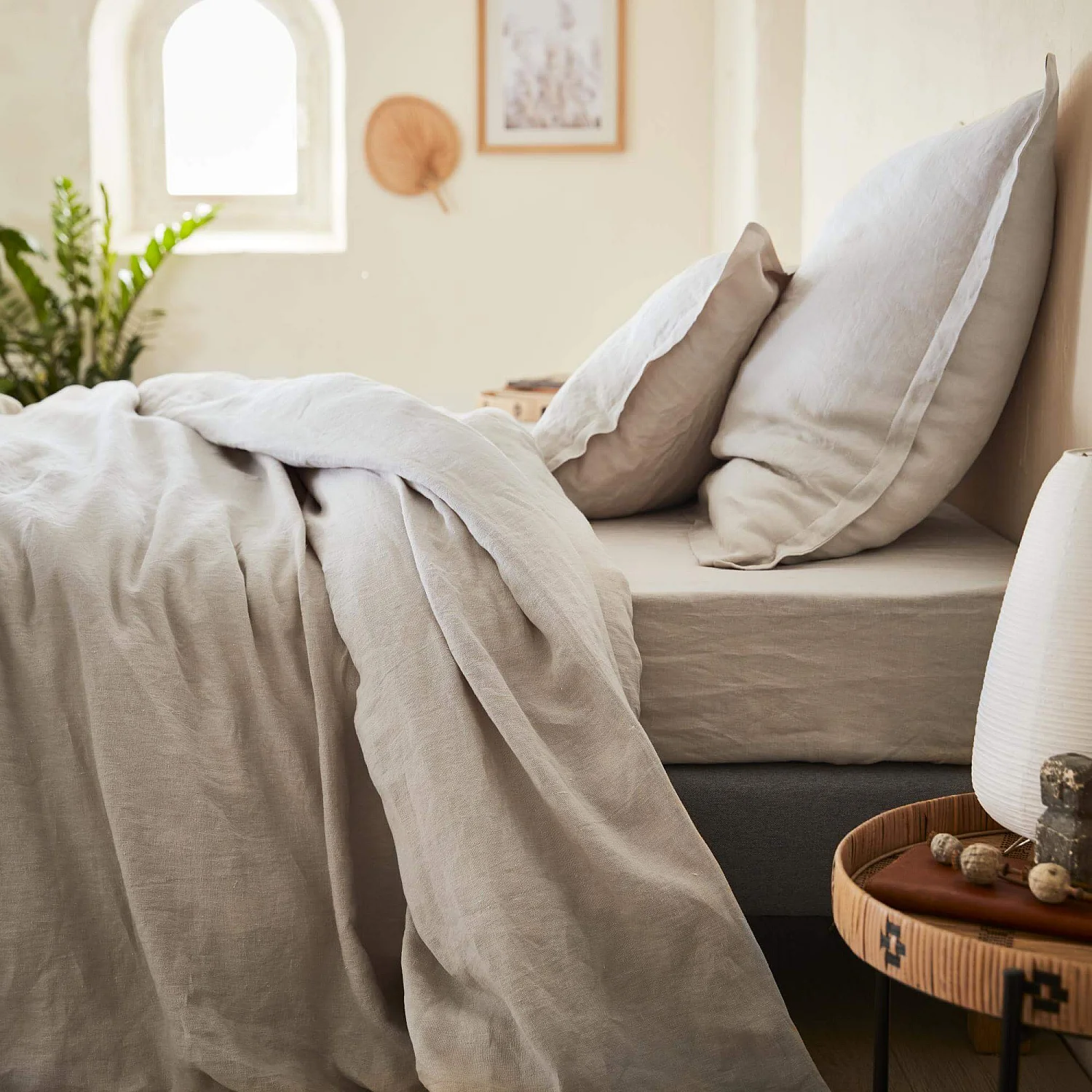 Spannbettlaken aus Leinen - 140 x 200 cm - Naturfarben - 1