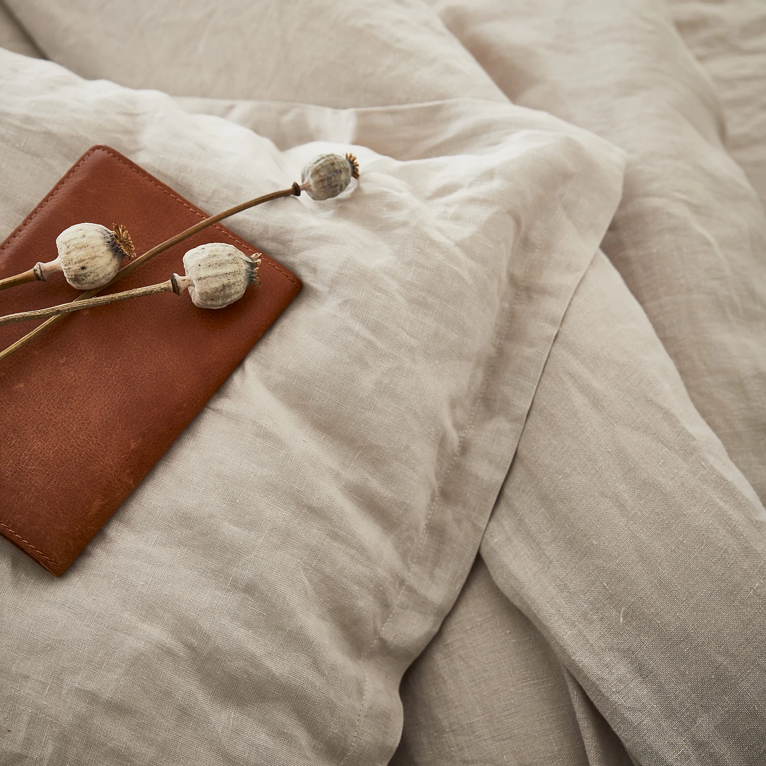 Taie d'oreiller en lin - 65 x 65 cm - Beige - 3