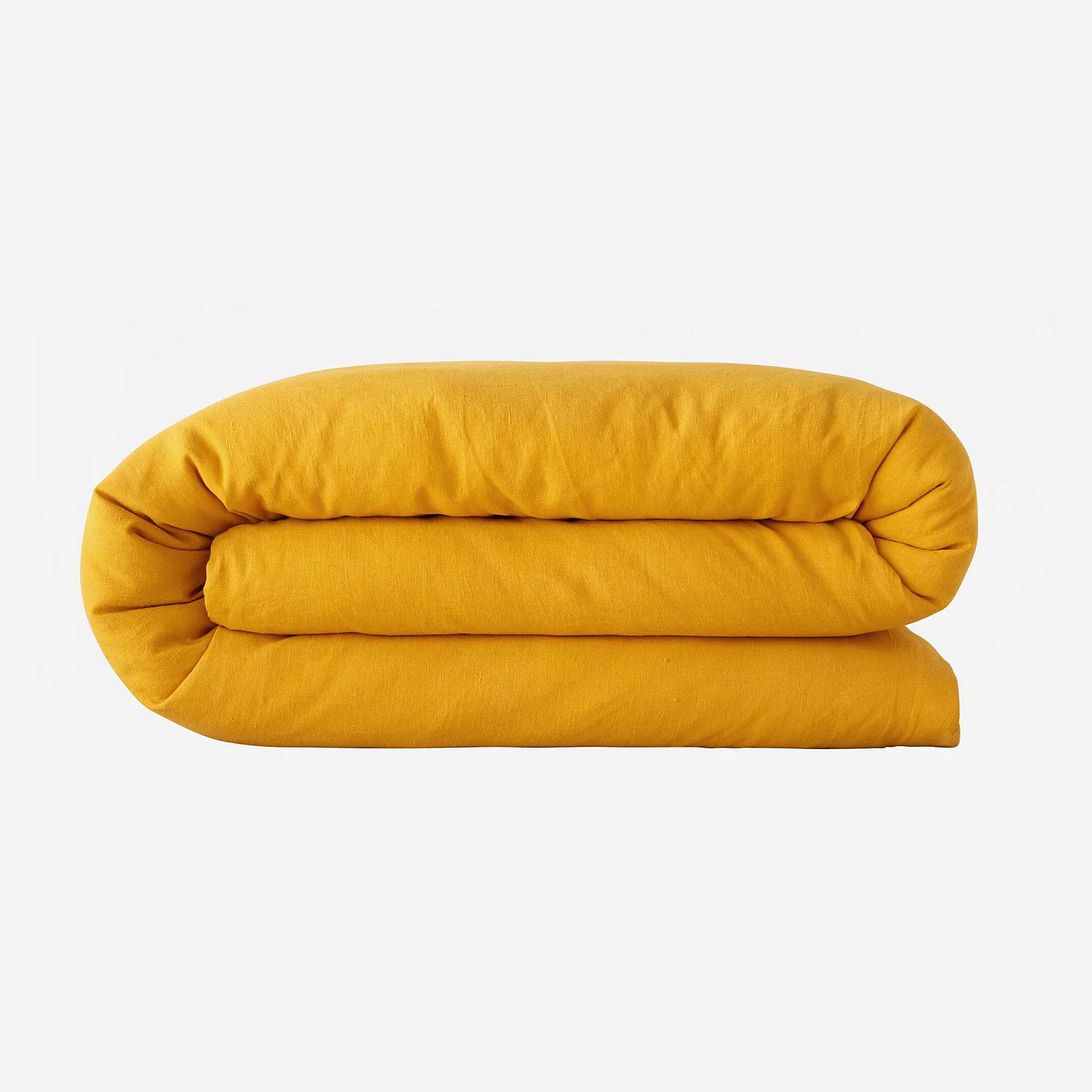 Housse de couette en lin - 200 x 200 cm - Jaune moutarde - 2