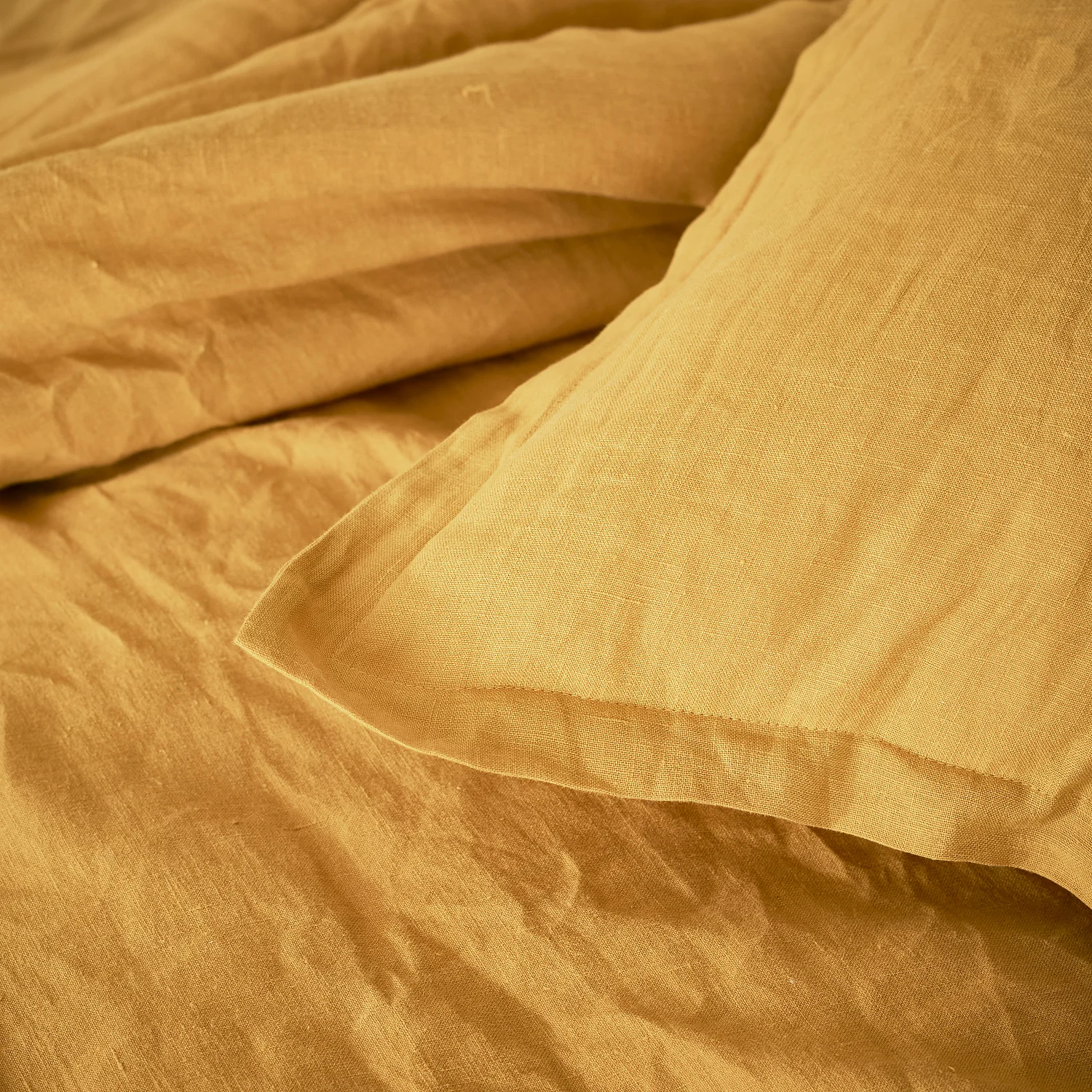 Taie d'oreiller en lin - 50 x 80 cm - Jaune moutarde - 3