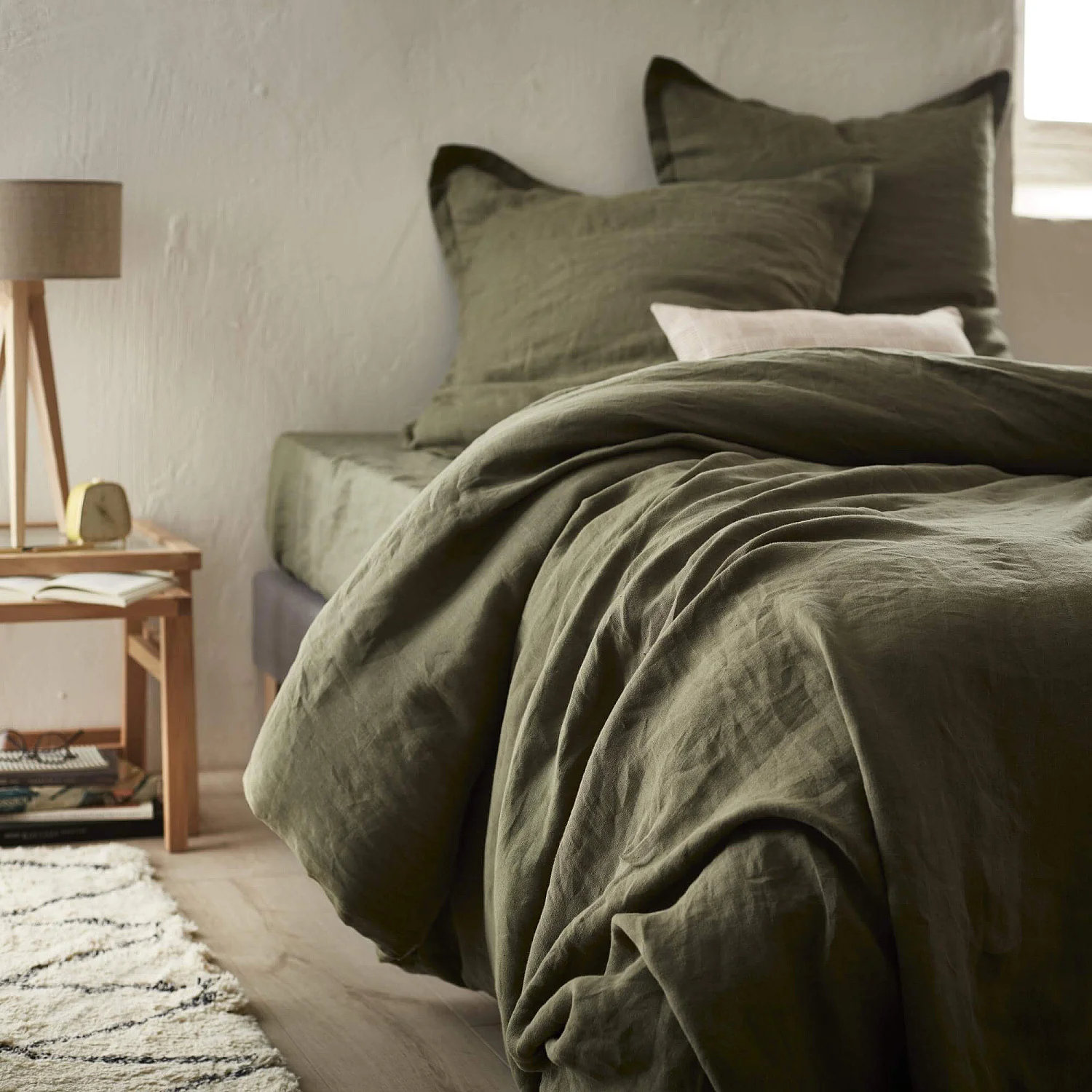 Linen fitted sheet - 140 x 200 cm - Khaki - 1