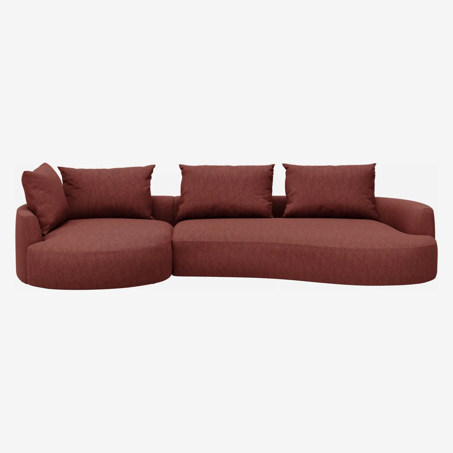 Sofá de ángulo izquierdo con forma orgánica de tela Copparo - Rojo tinto - 1