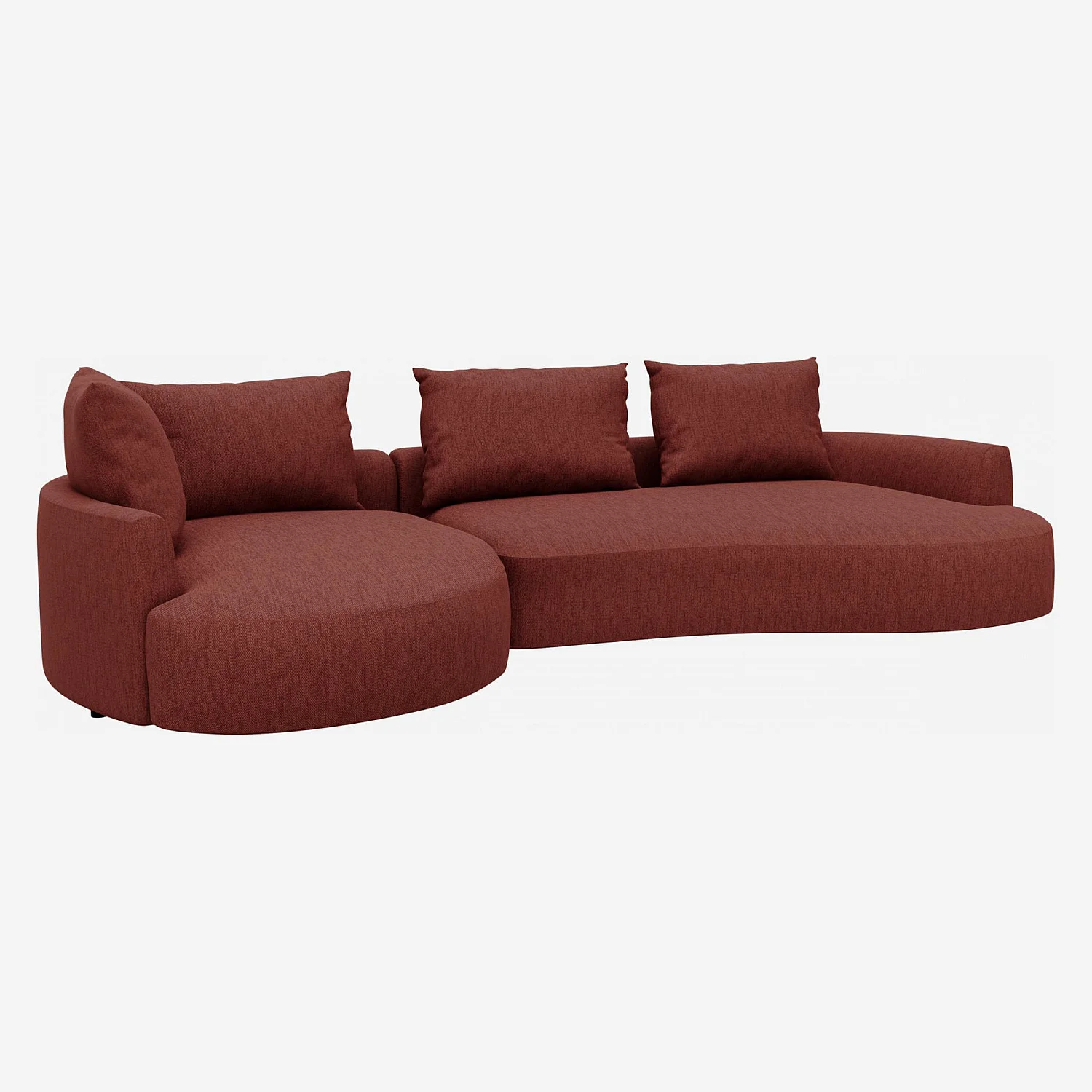 Sofá de ángulo izquierdo con forma orgánica de tela Copparo - Rojo tinto - 2