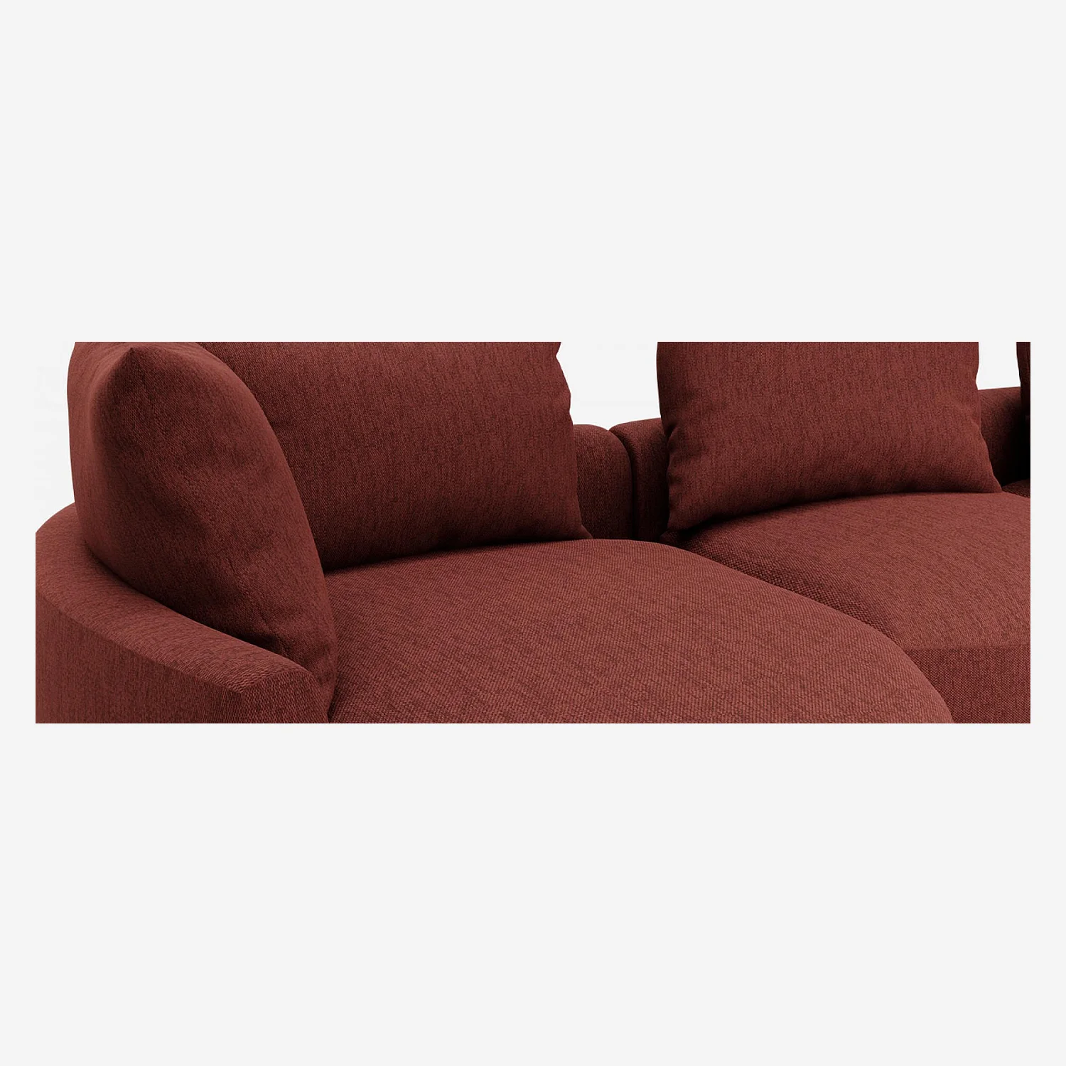 Sofá de ángulo izquierdo con forma orgánica de tela Copparo - Rojo tinto - 4