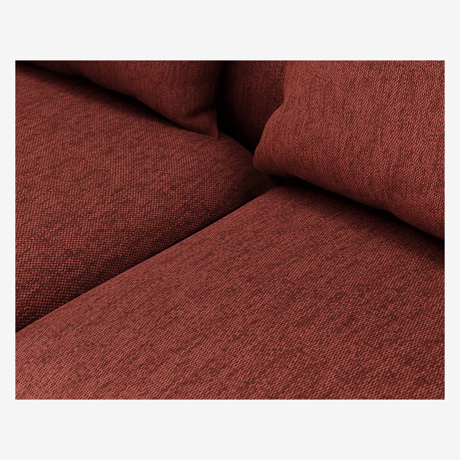 Sofá de ángulo izquierdo con forma orgánica de tela Copparo - Rojo tinto - 5