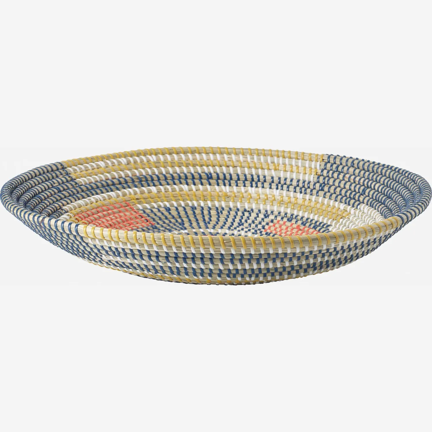 Plateau décoratif rond en jonc de mer - 46 cm - Motifs