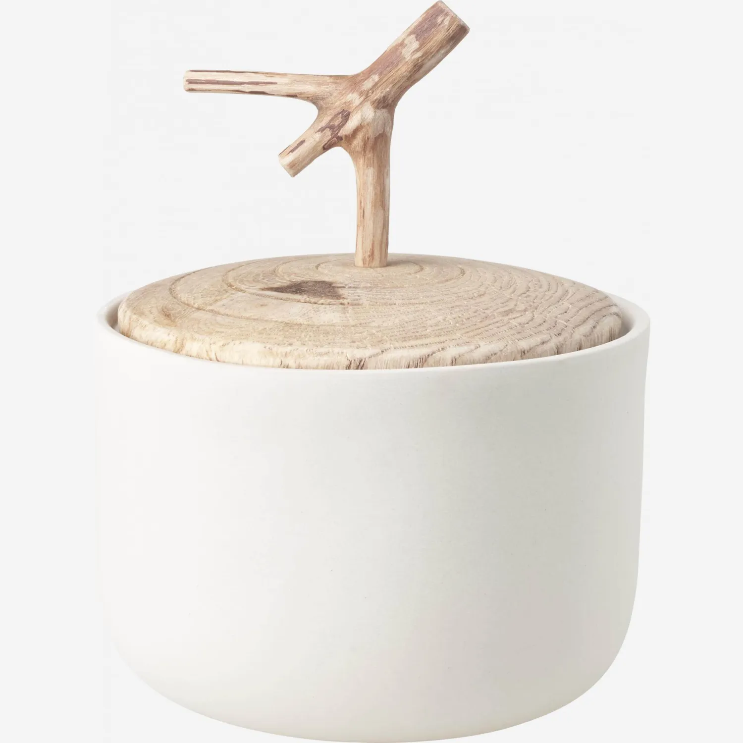 Boîte décorative en grès - 11 x 16 cm - Blanc