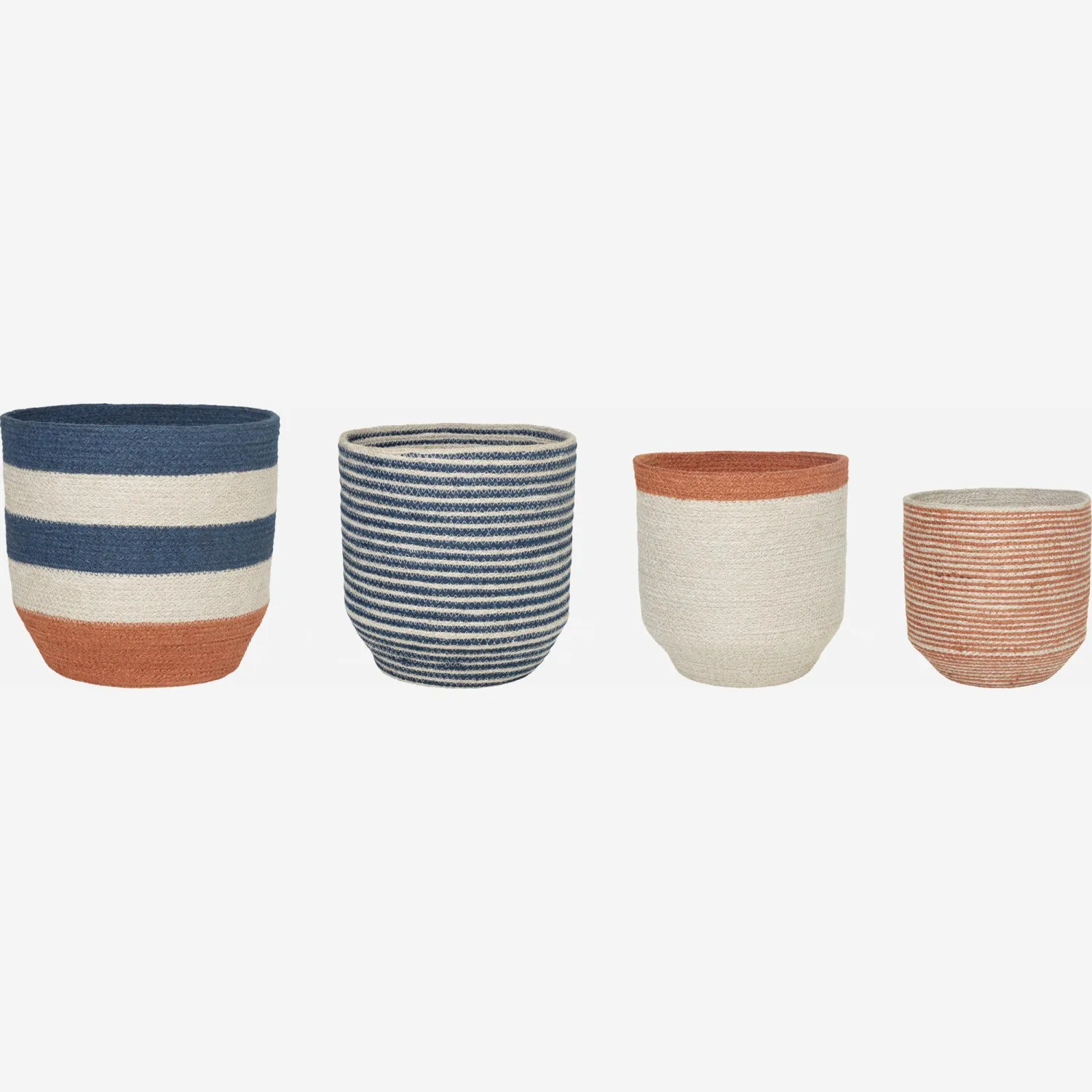 Lot de 4 paniers de rangement ronds en jute - Multicolore
