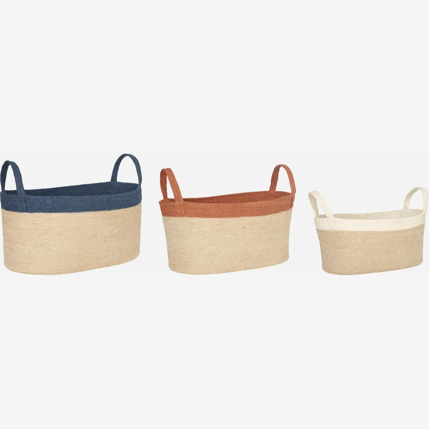 Lot de 3 paniers de rangement en jute - Multicolore