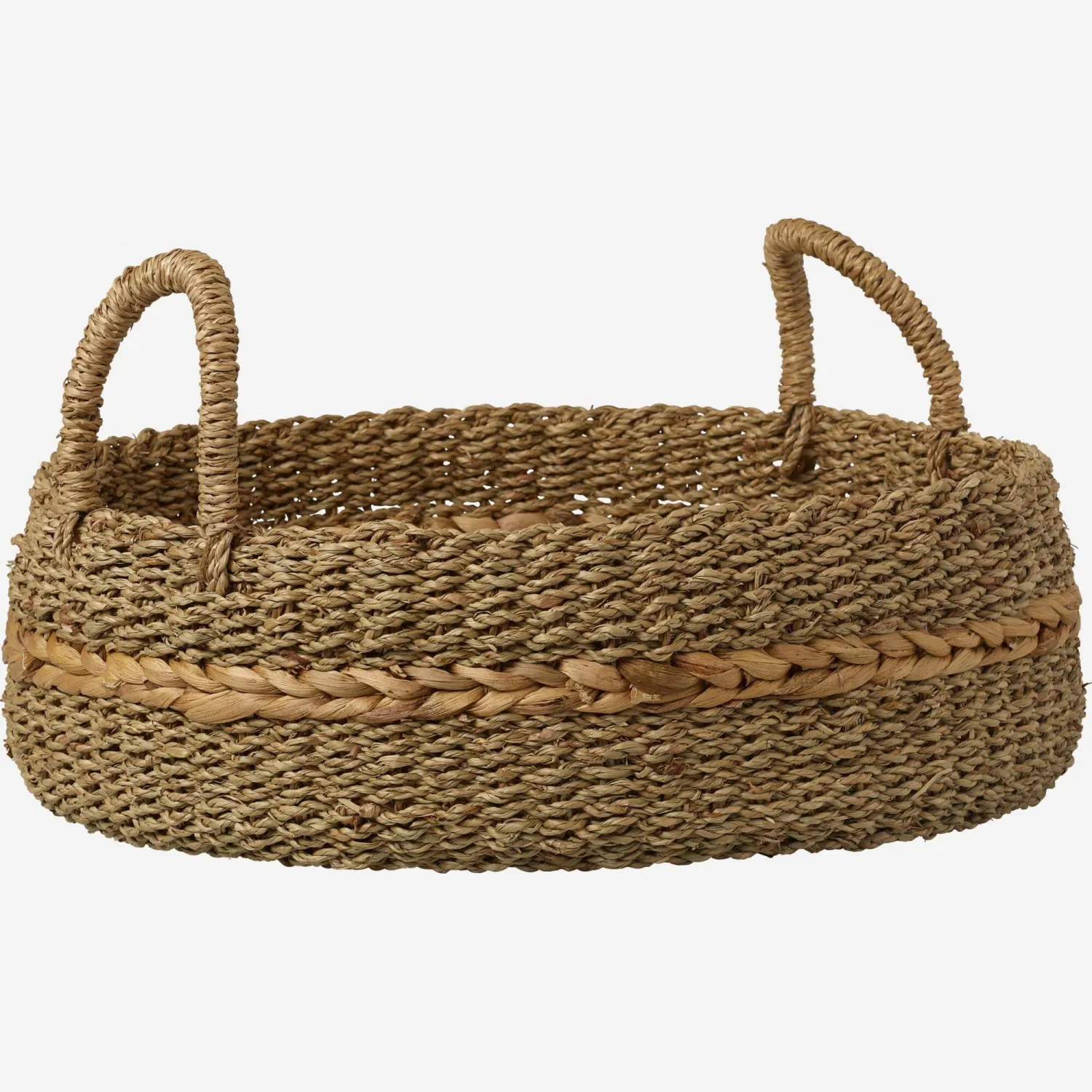 Panier de rangement en jonc de mer - 40 x 13 cm - Naturel