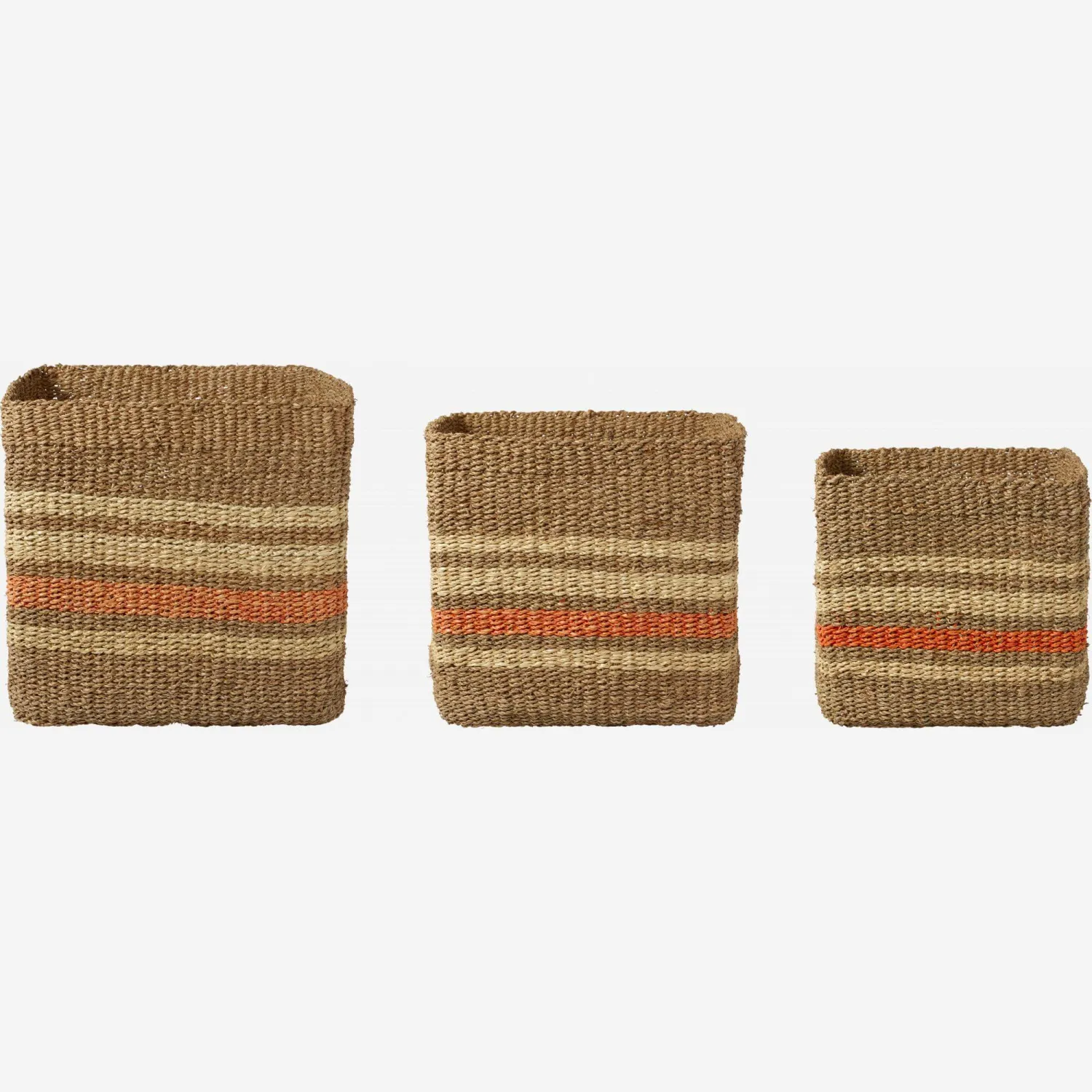 Lot de 3 paniers de rangement en jonc de mer - Multicolore