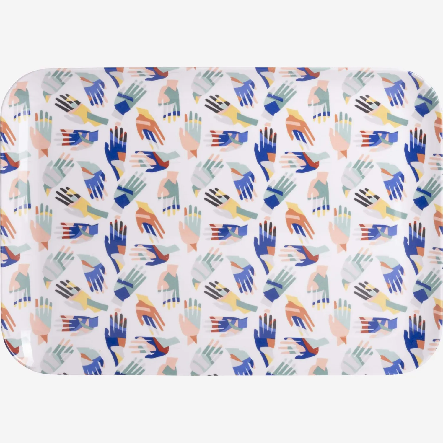 Plateau de service rectangulaire en mélamine 35 x 25 cm - Multicolore