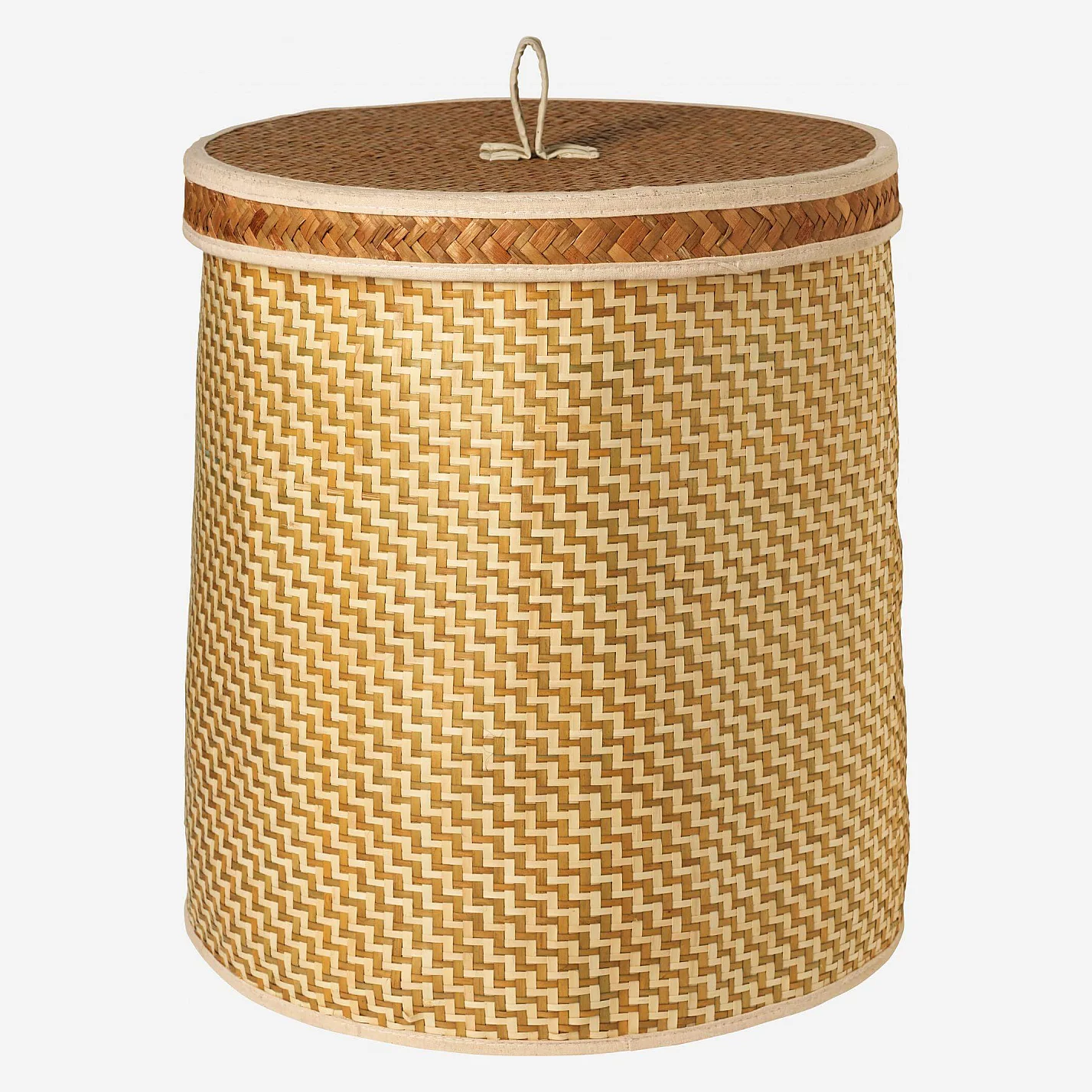 Panier rond avec couvercle en feuille de palmier - 35 x 41 cm - Motif - 2