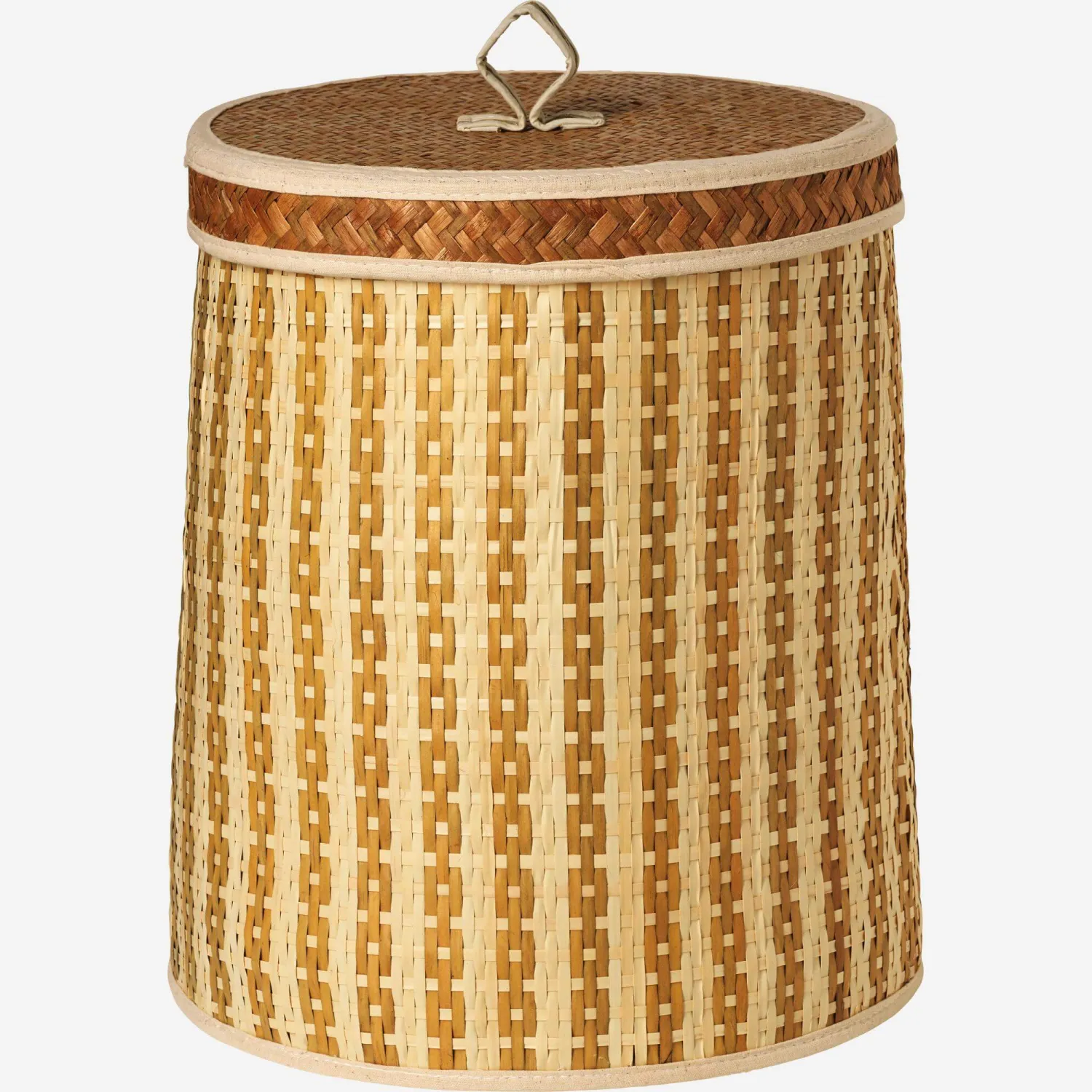 Runder Korb mit Deckel aus Palmenblättern - 31 x 38 cm - Motiv