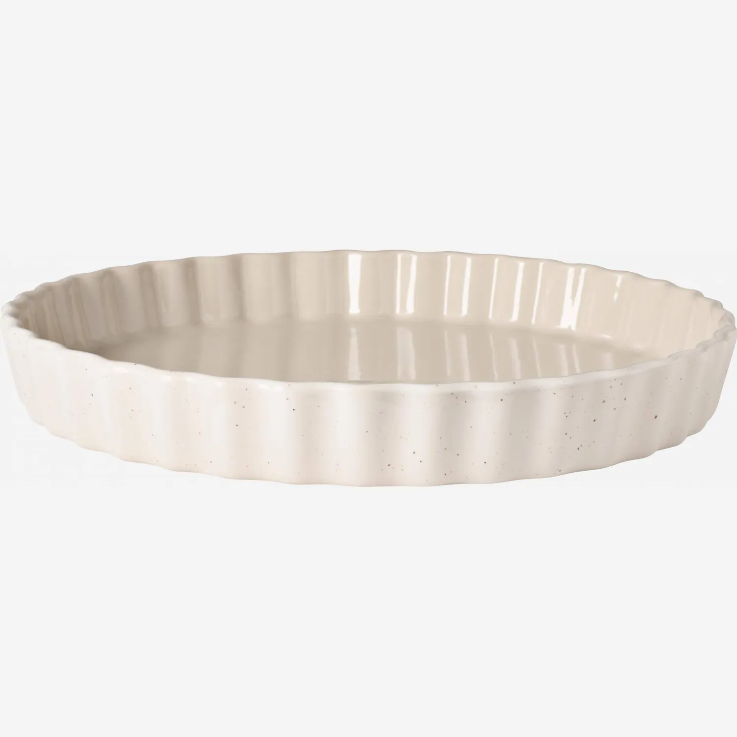 Prato de tarte em grés - 29 cm - Creme