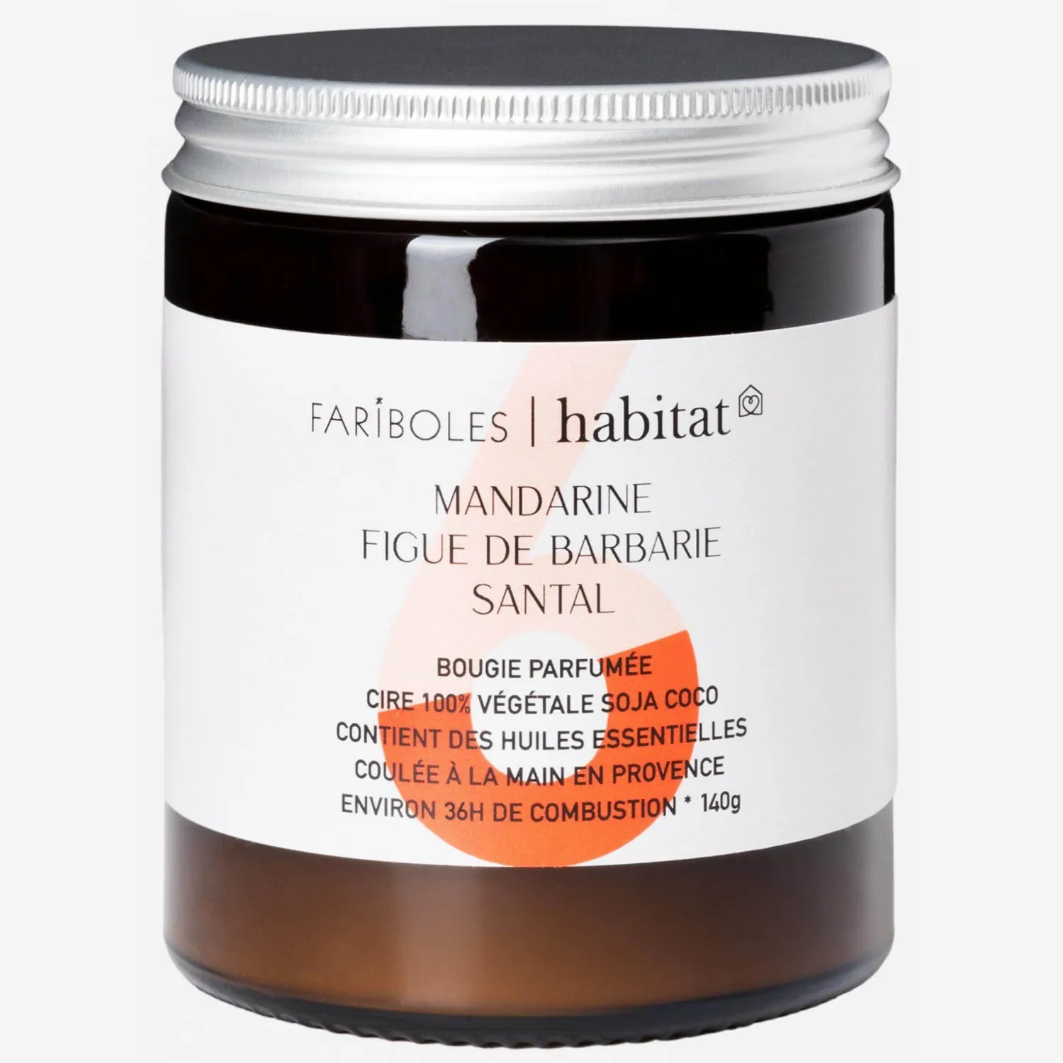 Bougie parfumée - N° 6 : mandarine, figue de Barbarie et santal - 36 heures