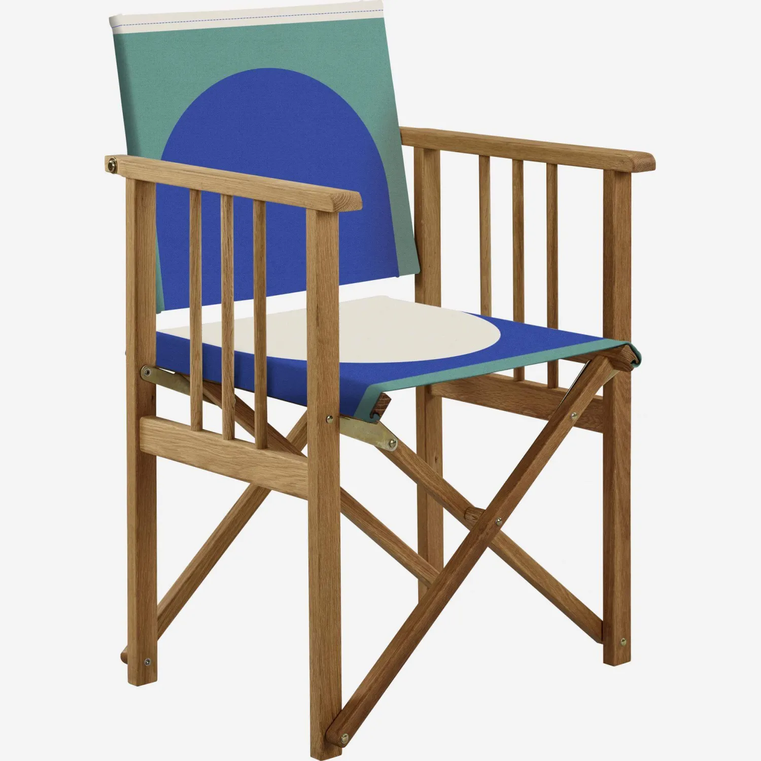 Toile en coton pour chaise pliante - Motif Salma vert et bleu by Floriane Jacques (structure vendue séparément)