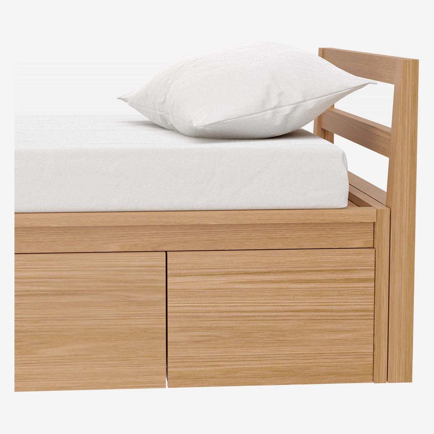 Lit 90 x 200 cm avec rangements en chêne - 4