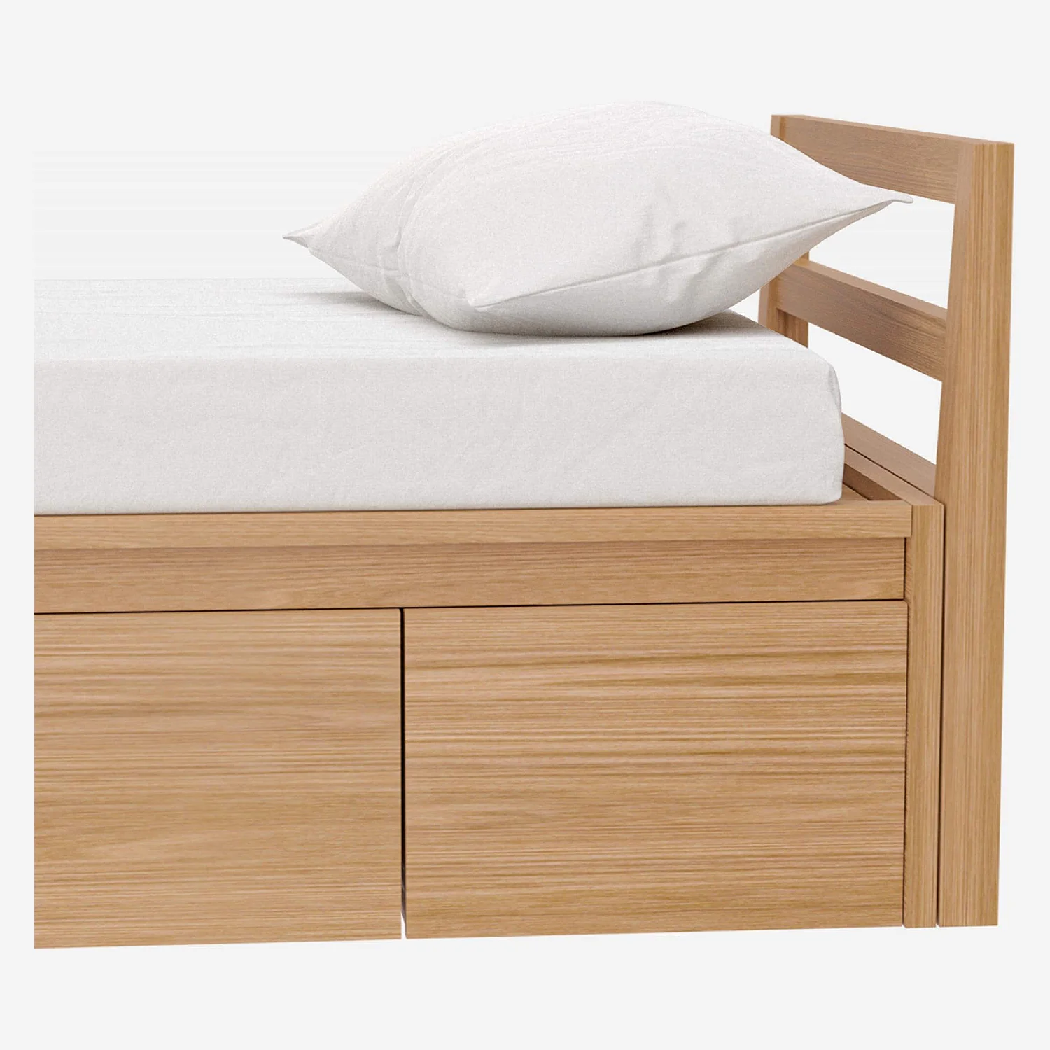 Lit 90 x 200 cm avec rangements en chêne - 4