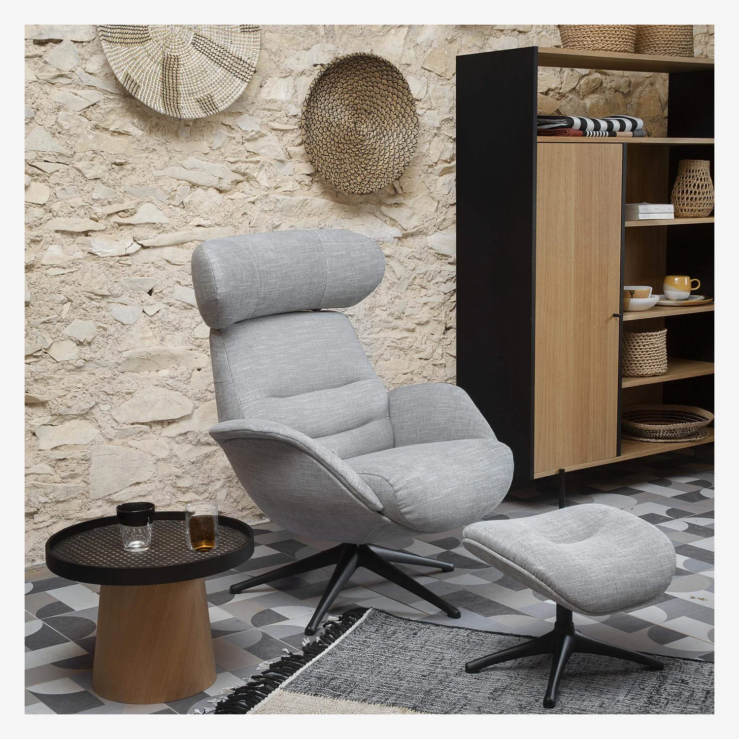 Fauteuil en tissu - Bleu - 6