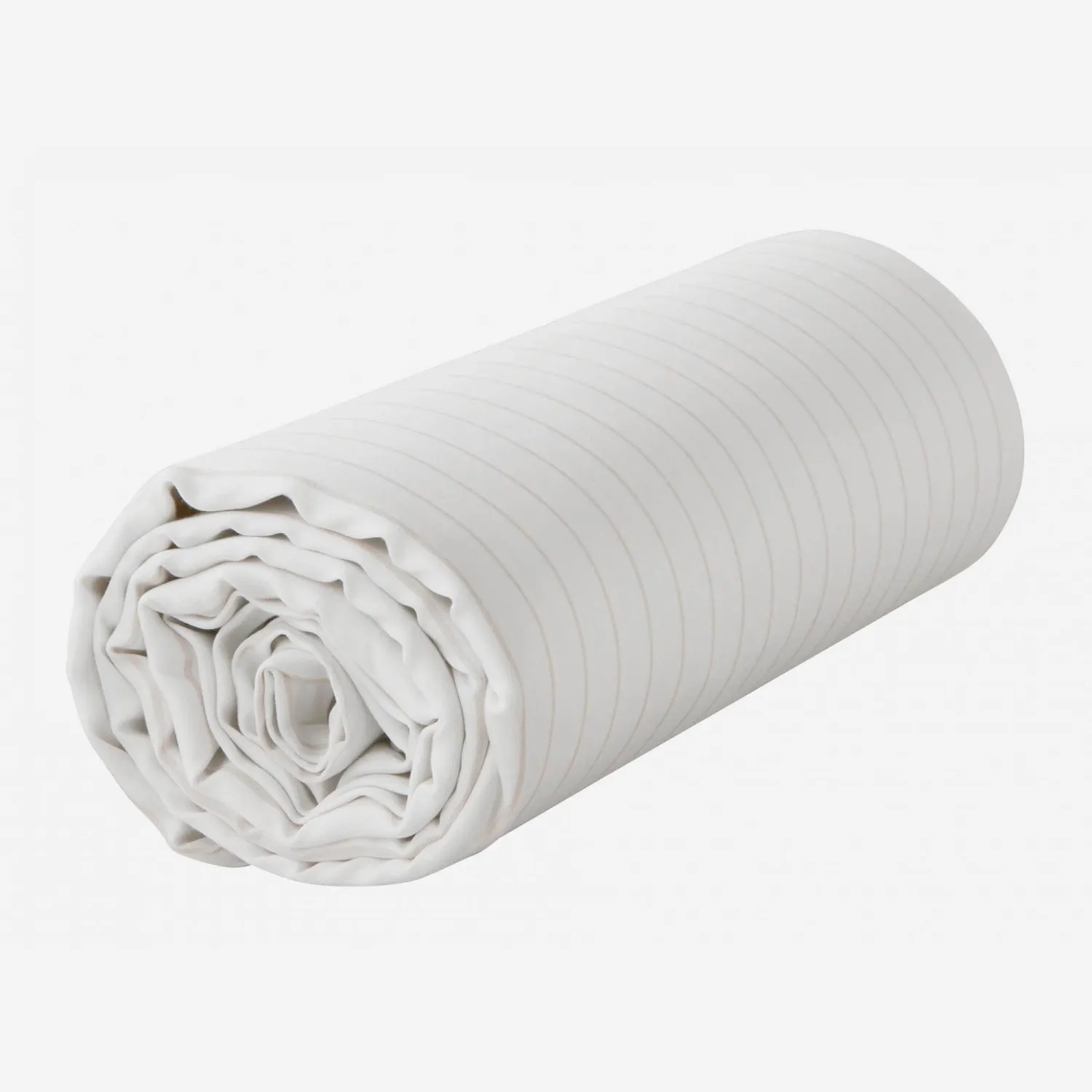 Hoeslaken van katoen - 140 x 200 cm - Wit met beige strepen