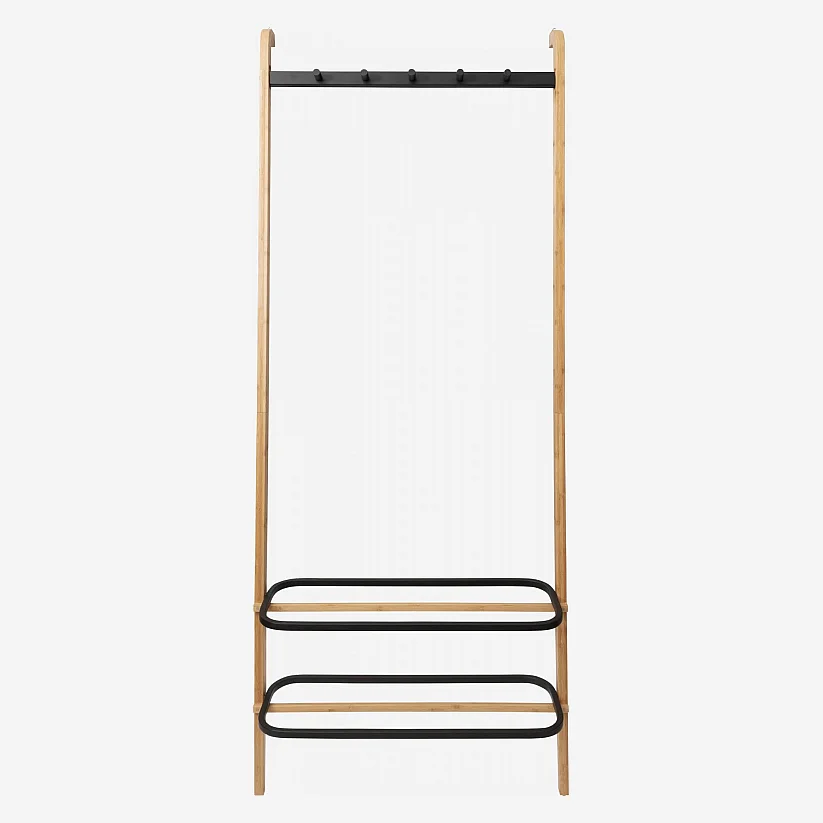 Porte-manteau en bambou - 160 cm - Naturel et noir - 1