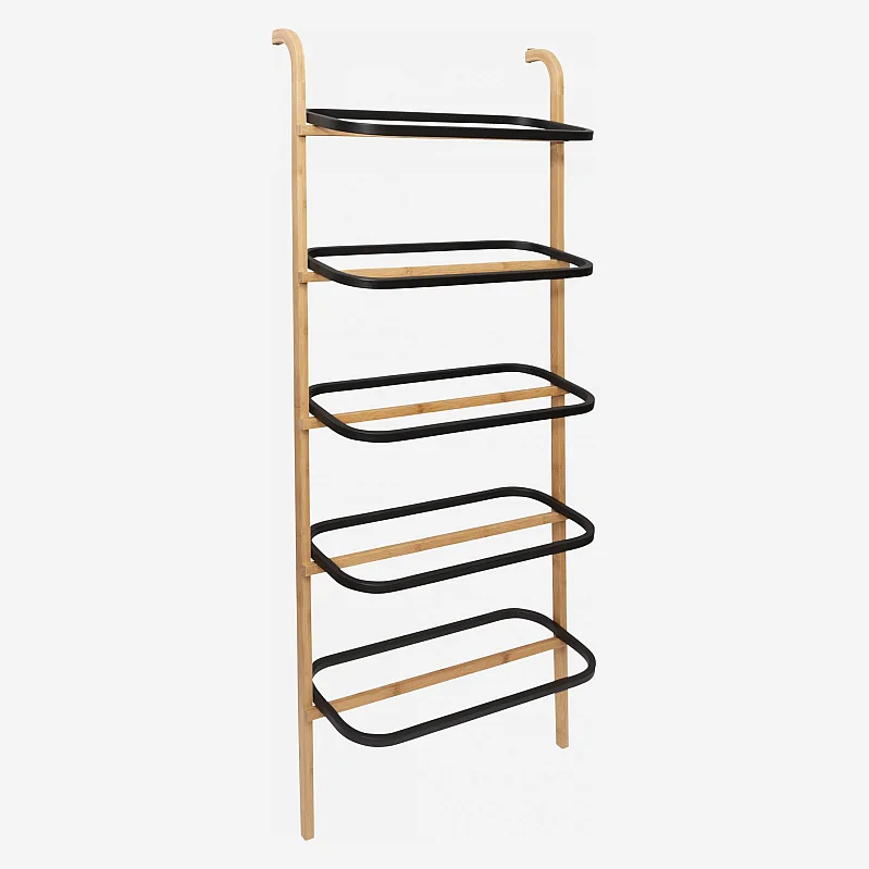 Porte-chaussures en bambou - 113 cm - Naturel et noir - 2