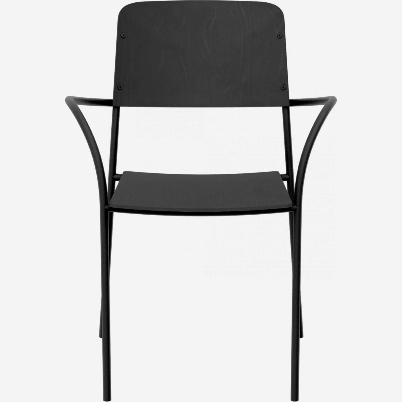 Oak and metal chair - Black