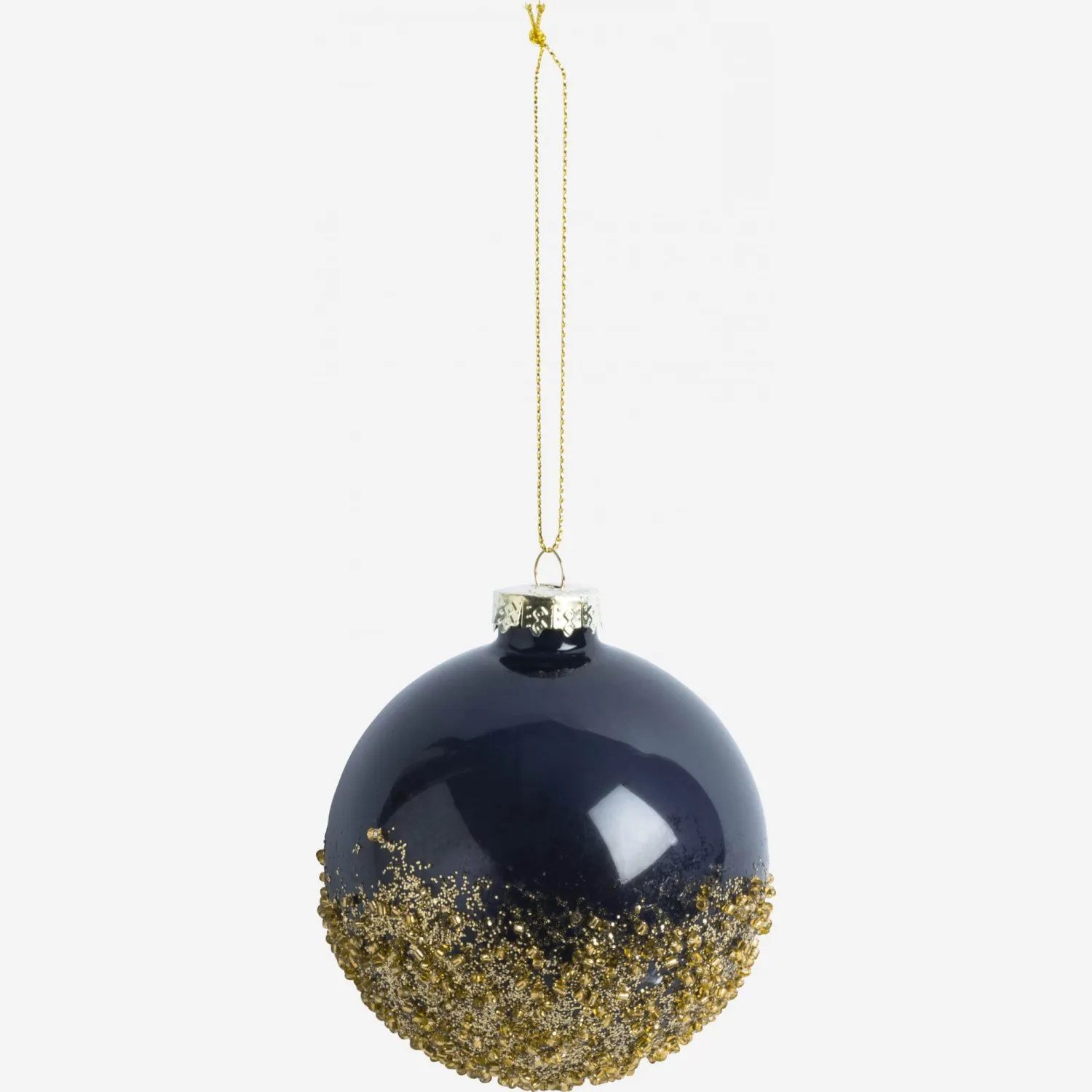 Décoration de Noël - Boule en verre avec poussières d'étoile - Bleu