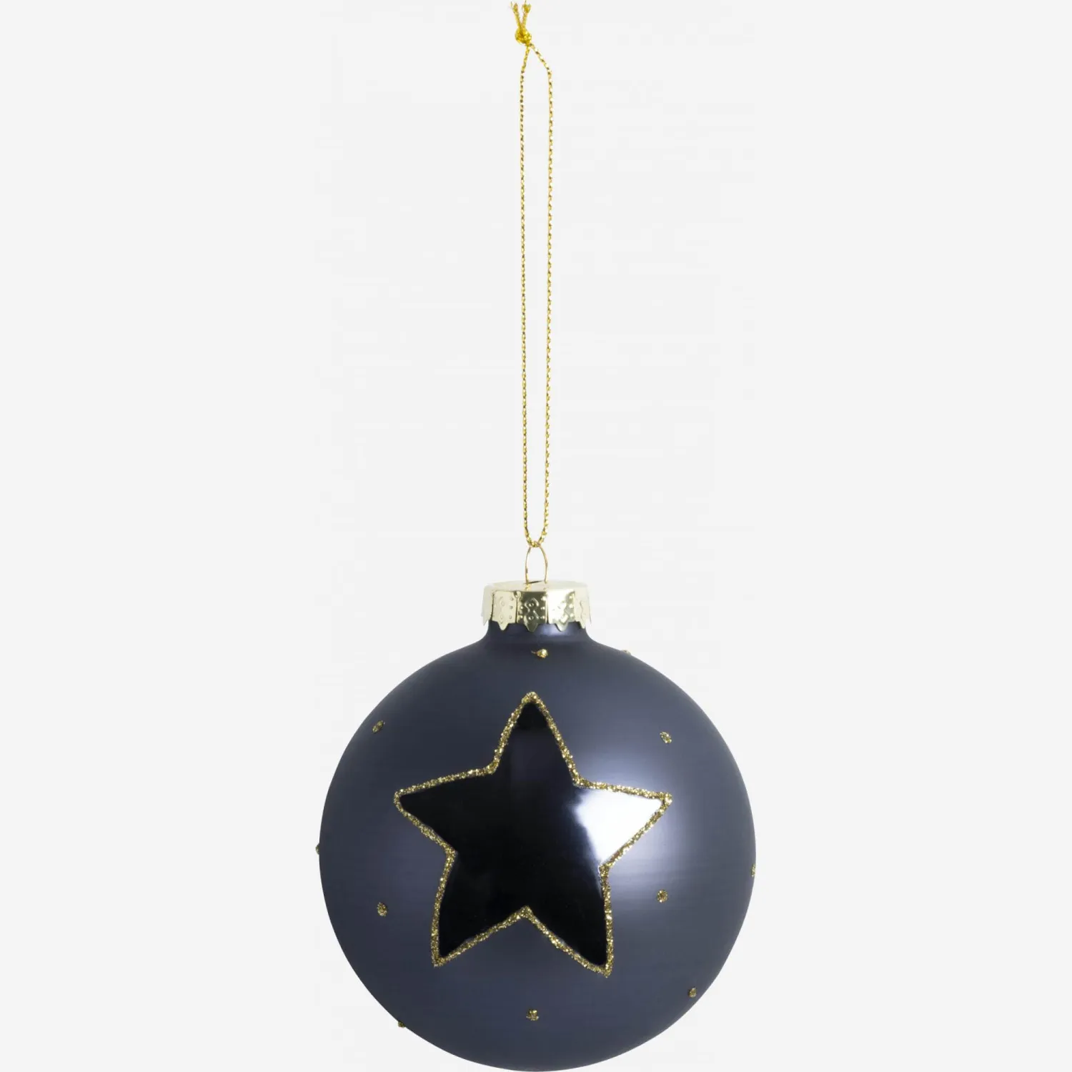 Décoration de Noël - Boule en verre avec motif étoile - Bleu