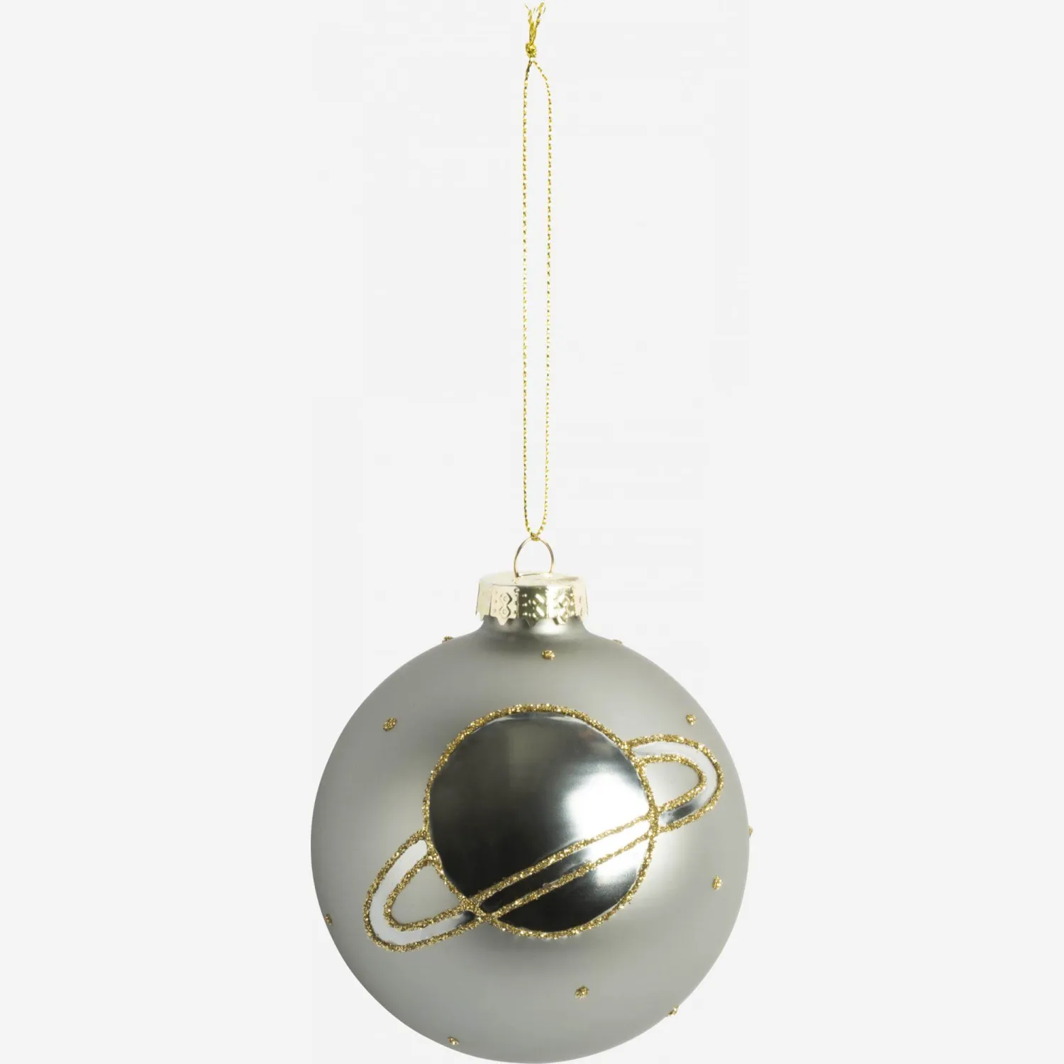 Décoration de Noël - Boule en verre avec motif étoile - Gris