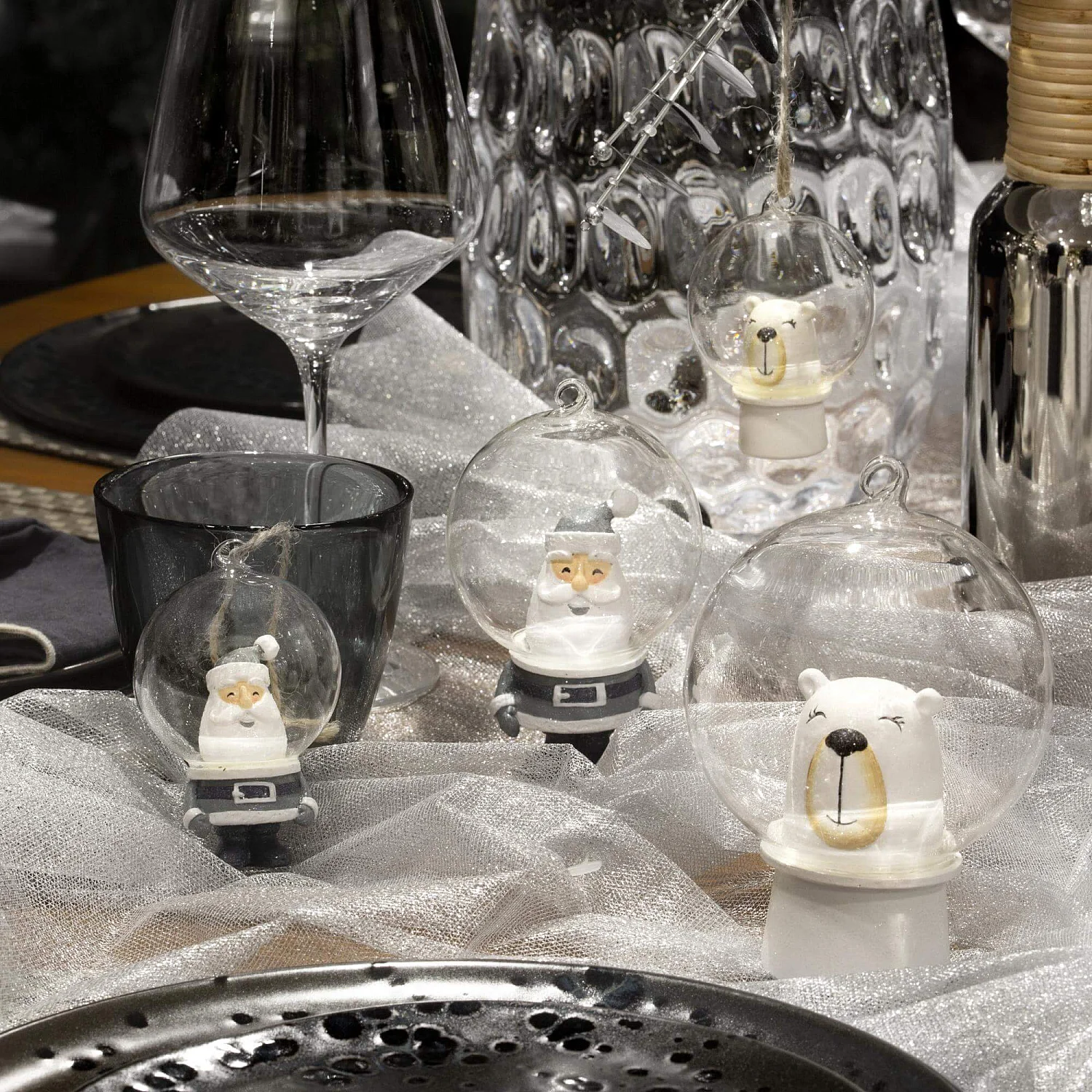 Décoration de Noël - Père Noël à accrocher en résine - Bleu - 2