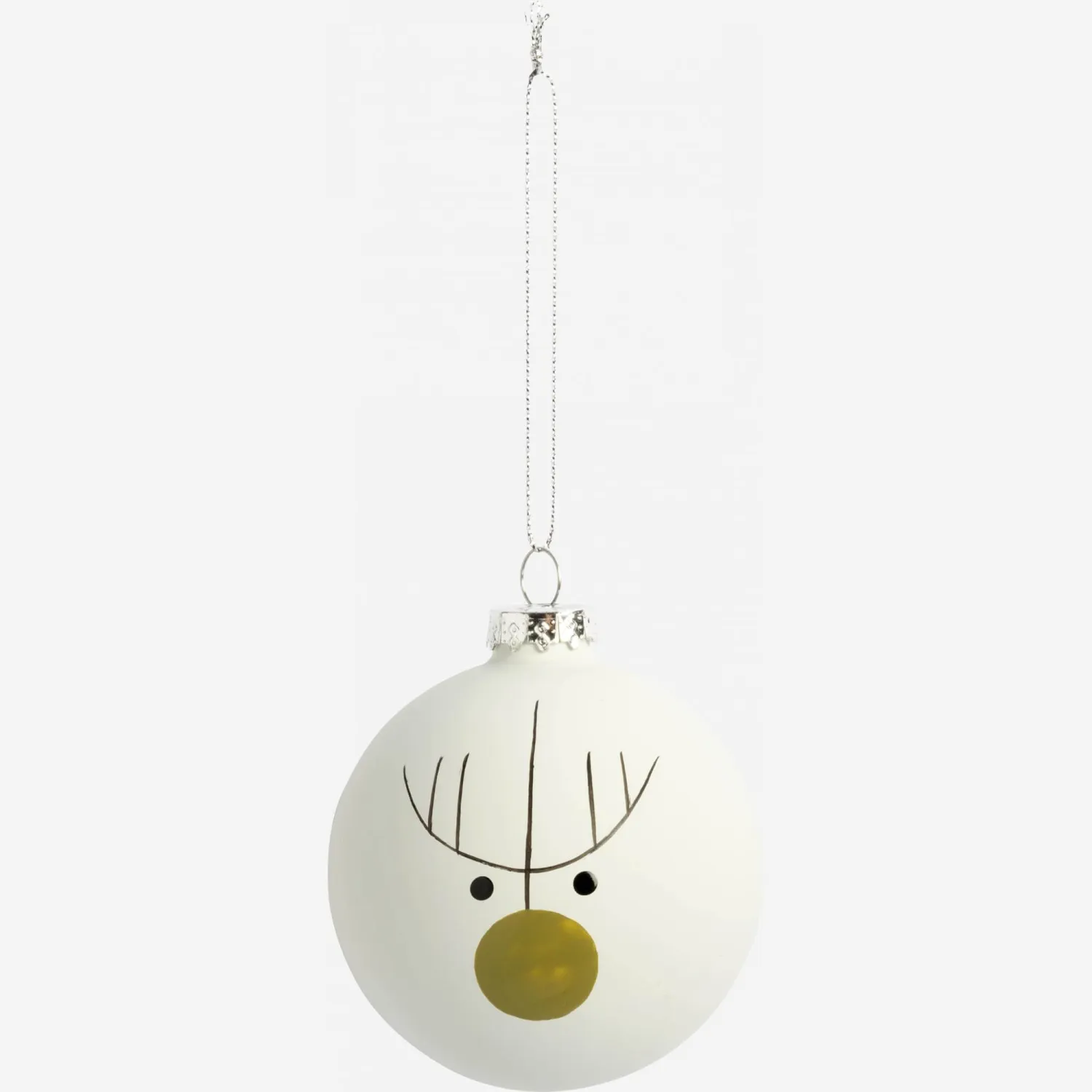 Décoration de Noël - Boule en verre avec motif rennes - Blanc