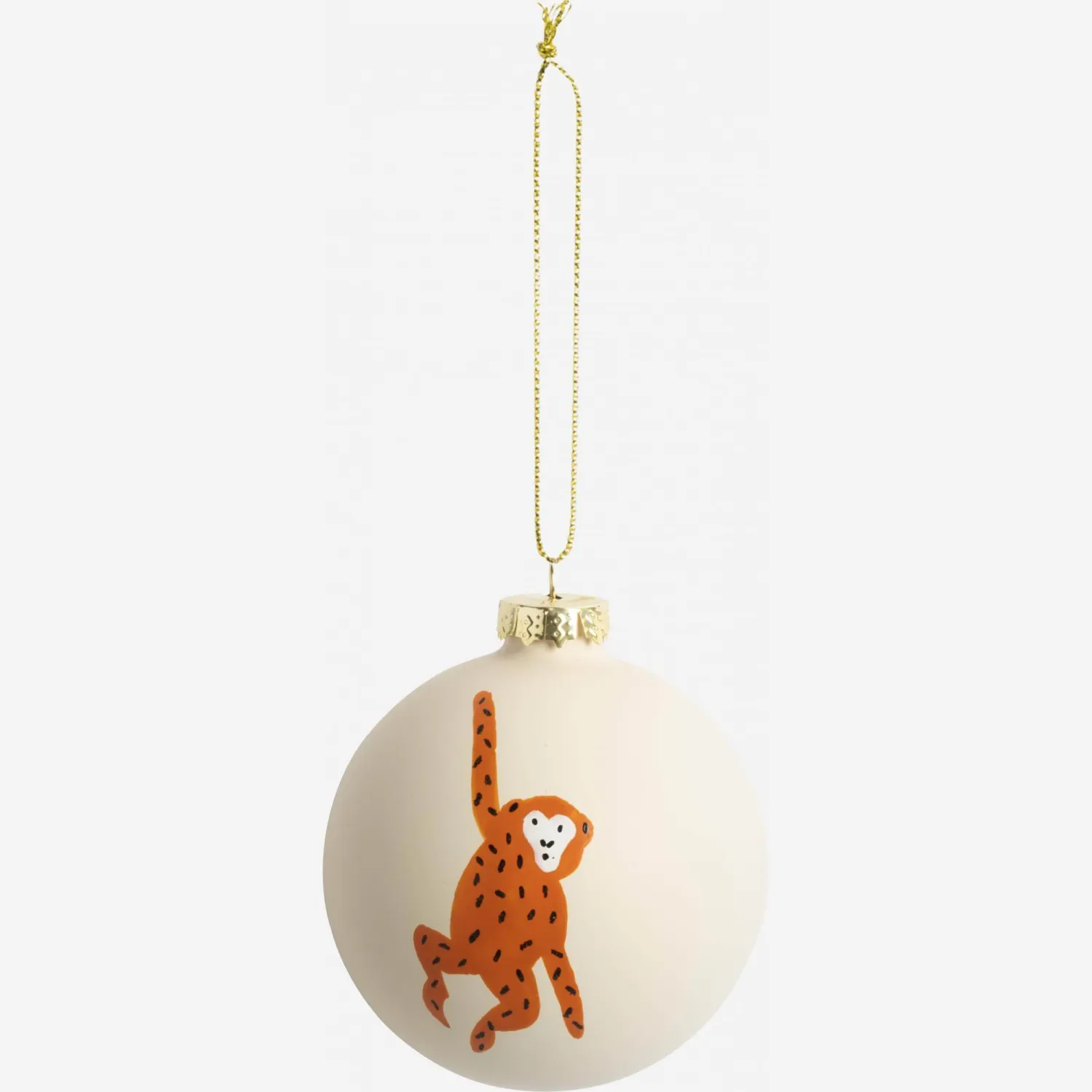 Décoration de Noël - Boule en verre avec motif singe - Rose et orange
