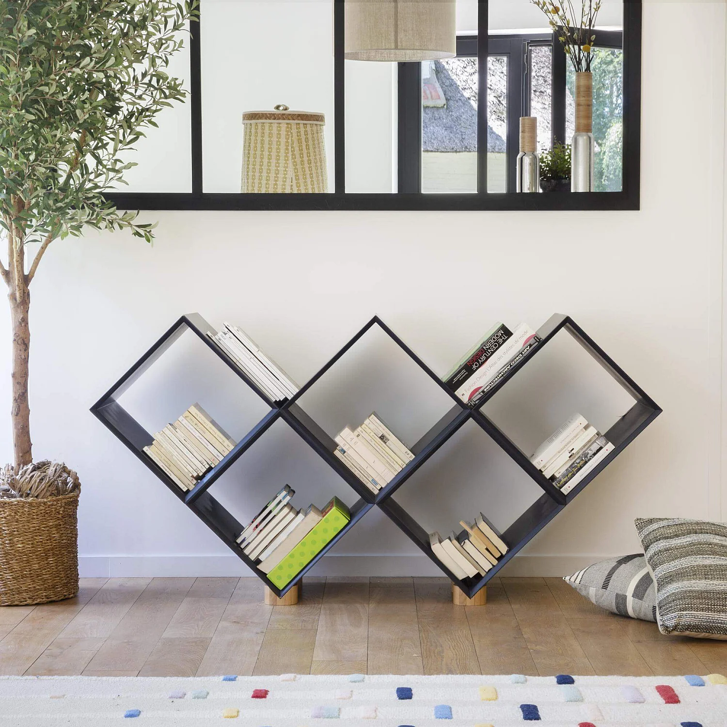 Etagère 5 cubes en bois - Bleu – Design by Dominique David - 1